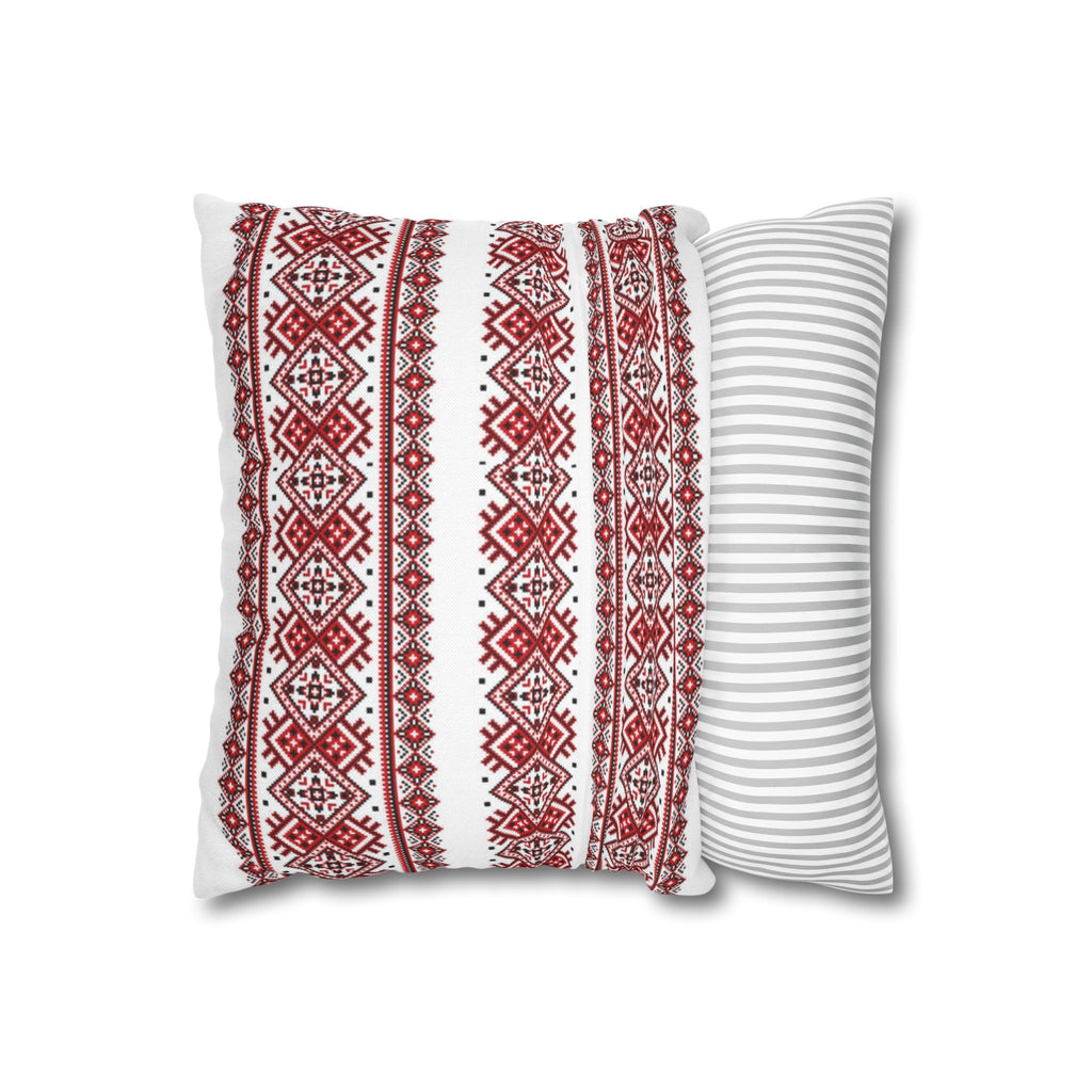 BLUESKYDEZIGN Ukrainian Traditional Pillow Cover - Red Black Folk Pattern