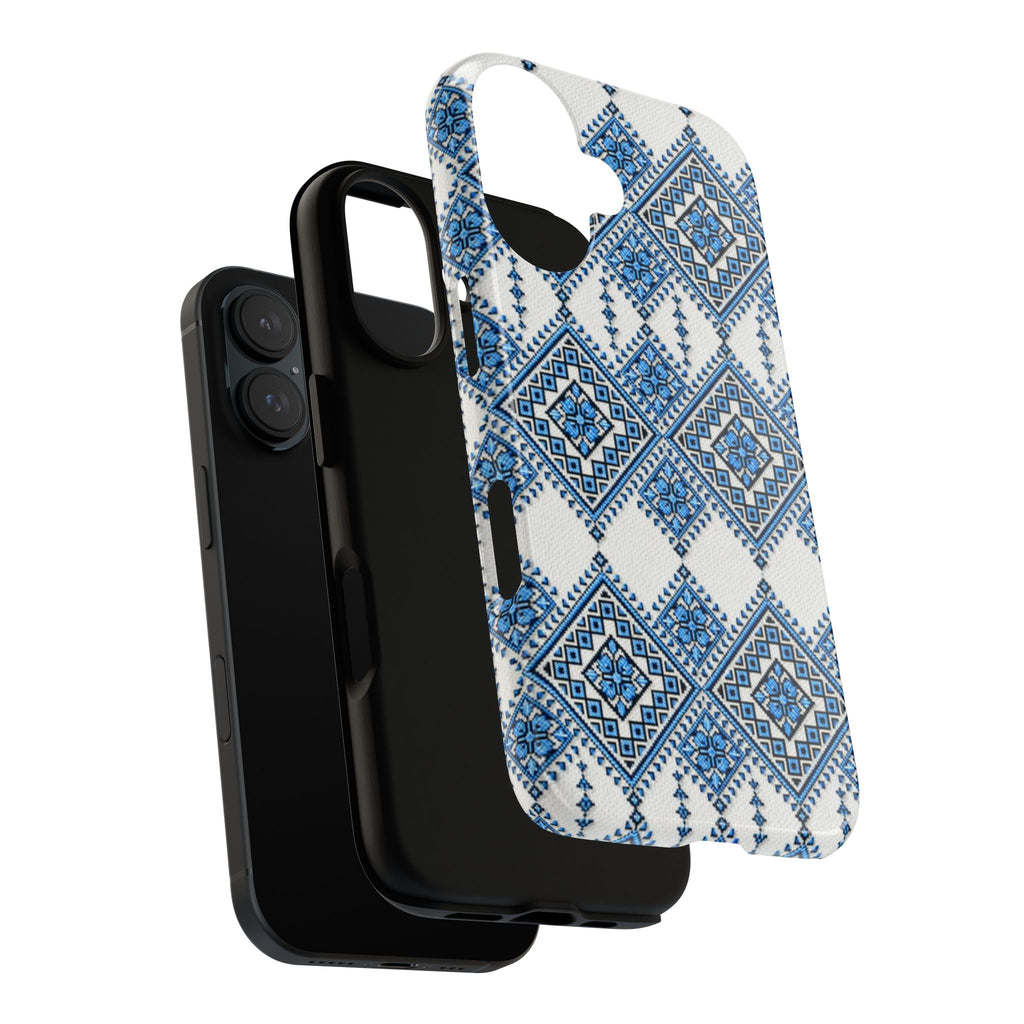 Blue Sky Folk Art Tough Phone Case | Ukrainian Heritage Geometric Cover