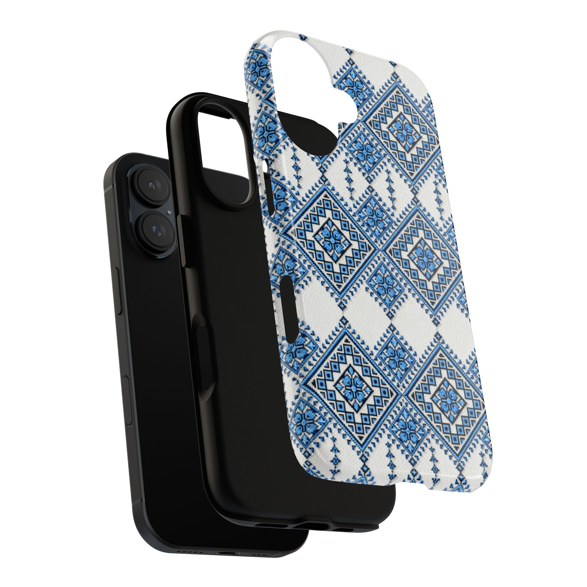Blue Sky Folk Art Tough Phone Case | Ukrainian Heritage Geometric Cover