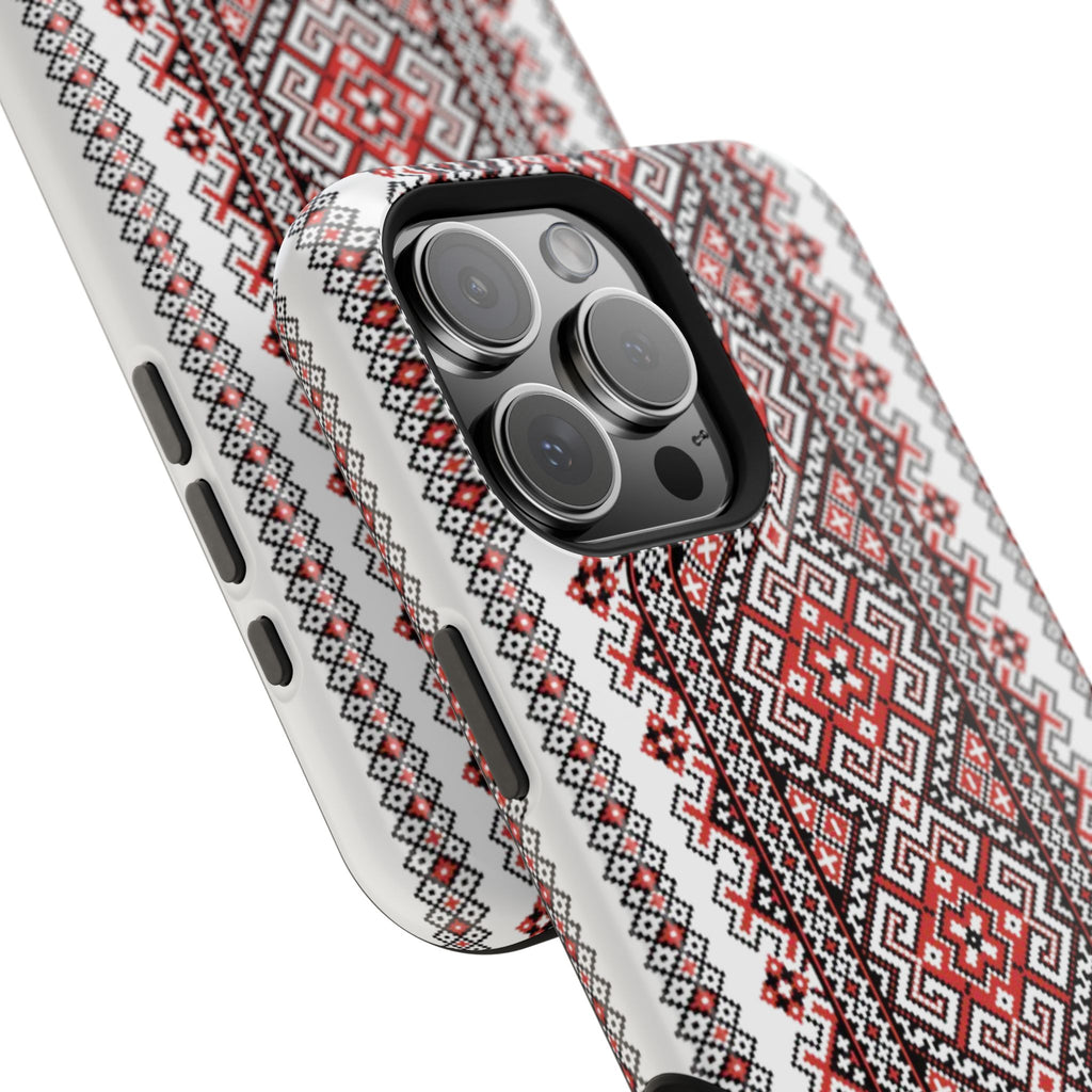 Traditional Ukrainian Red-Black Pattern Phone Case | Magnetic Impact-Resistant Case