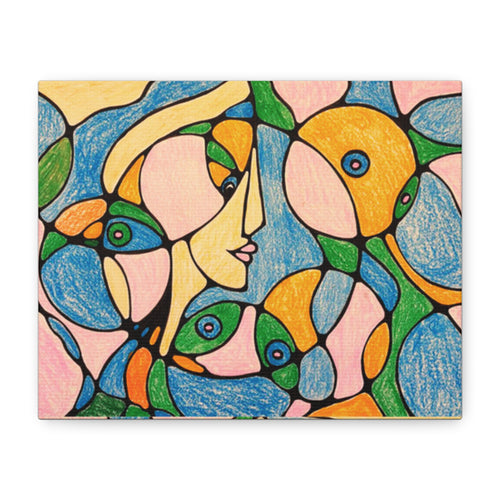 Abstract Colorful Faces Canvas Art, Vibrant Modern Wall Decor, Surreal Cubist Style Matte Print, Stretched 1.25" Ready to Hang