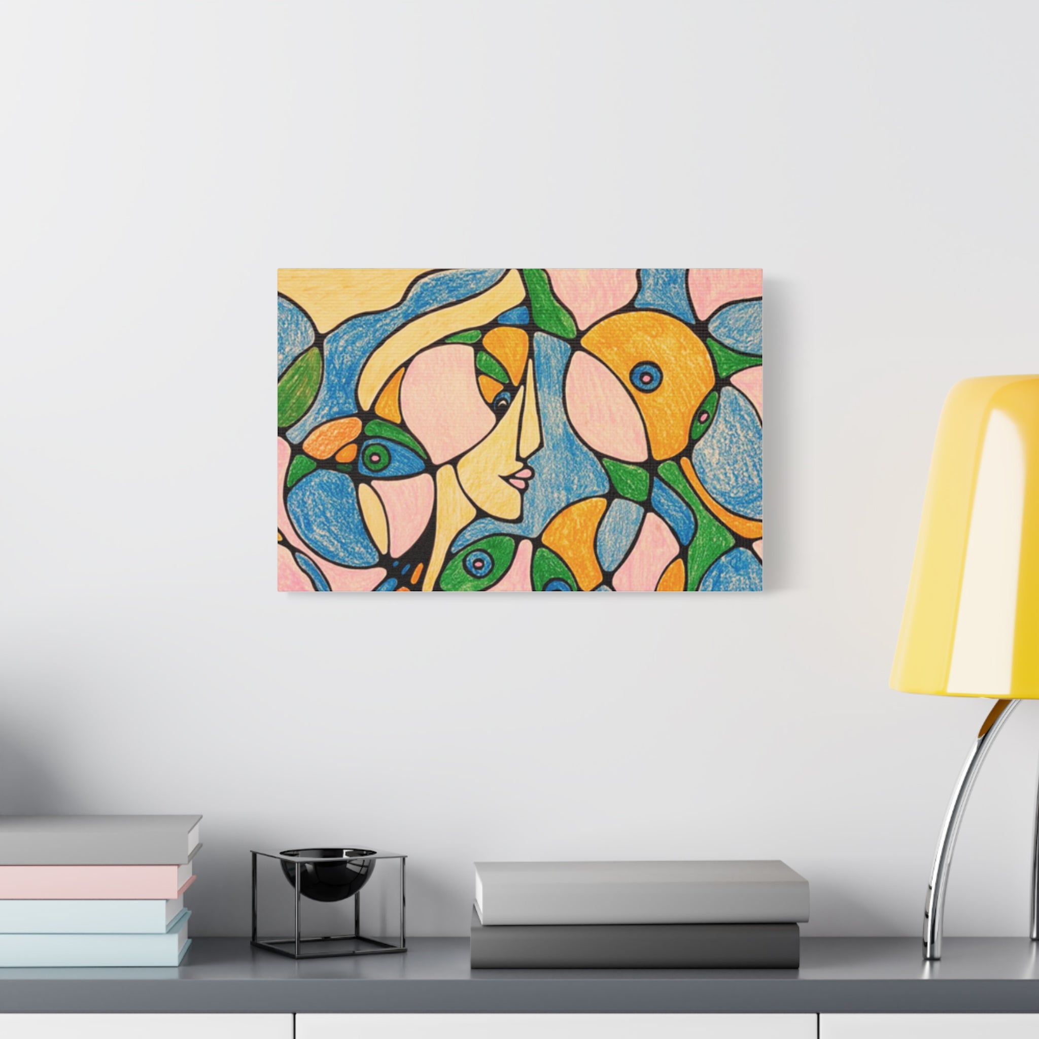 Abstract Colorful Faces Canvas Art, Vibrant Modern Wall Decor, Surreal Cubist Style Matte Print, Stretched 1.25" Ready to Hang