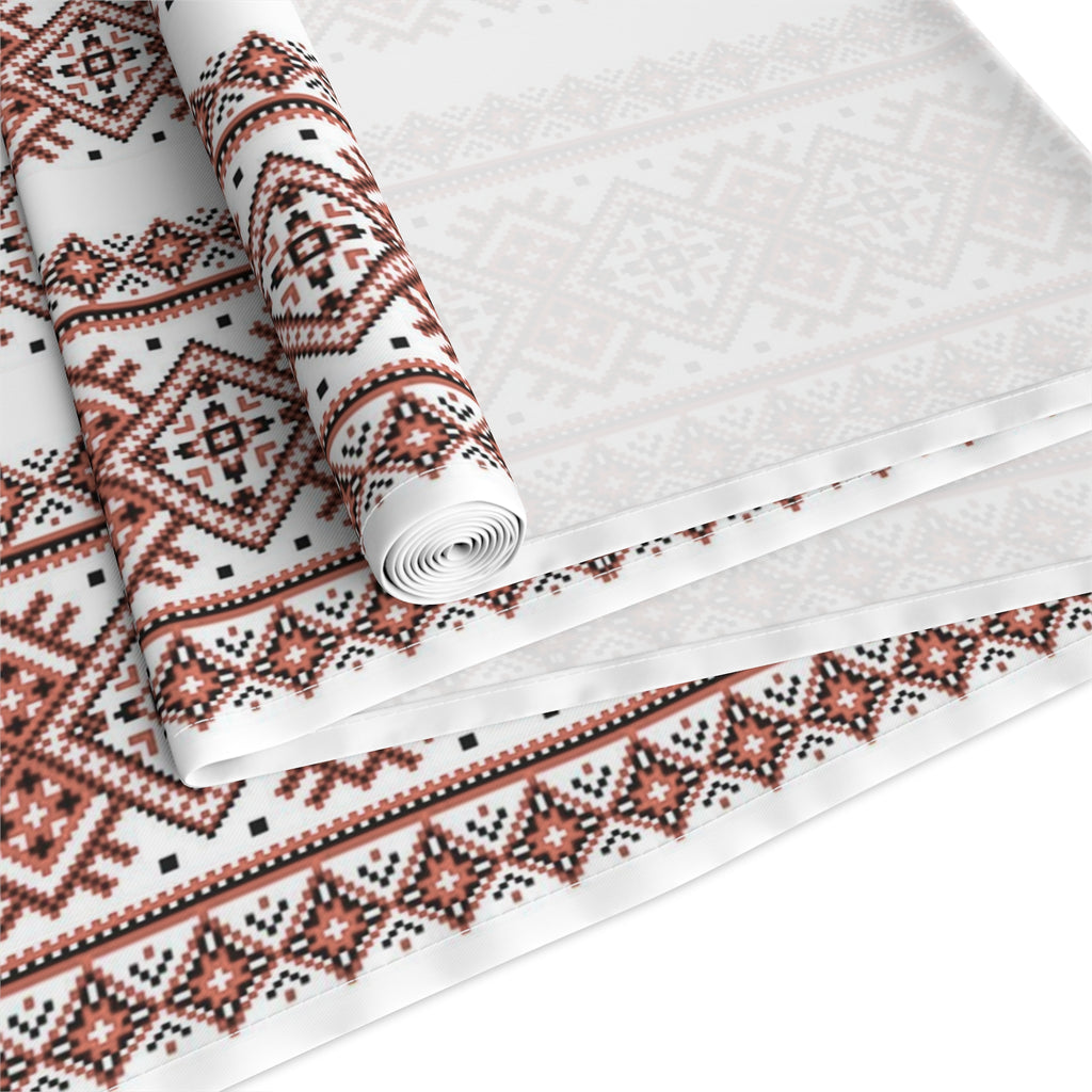 BLUESKYDEZIGN Ukrainian Folk Art Table Runner - Red Black Embroidery Pattern
