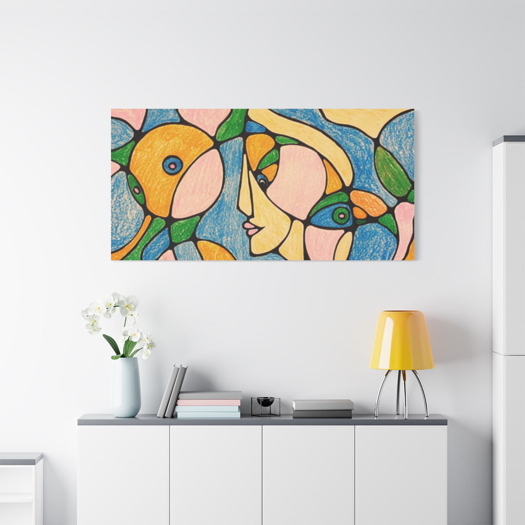 Abstract Colorful Faces Canvas Art, Vibrant Modern Wall Decor, Surreal Cubist Style Matte Print, Stretched 1.25" Ready to Hang