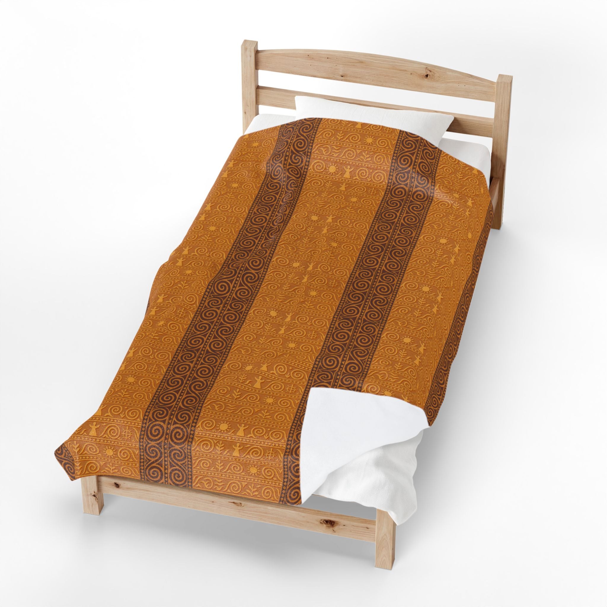 Trypillian Code Velveteen Blanket | Ancient Symbol Terracotta Heritage Throw