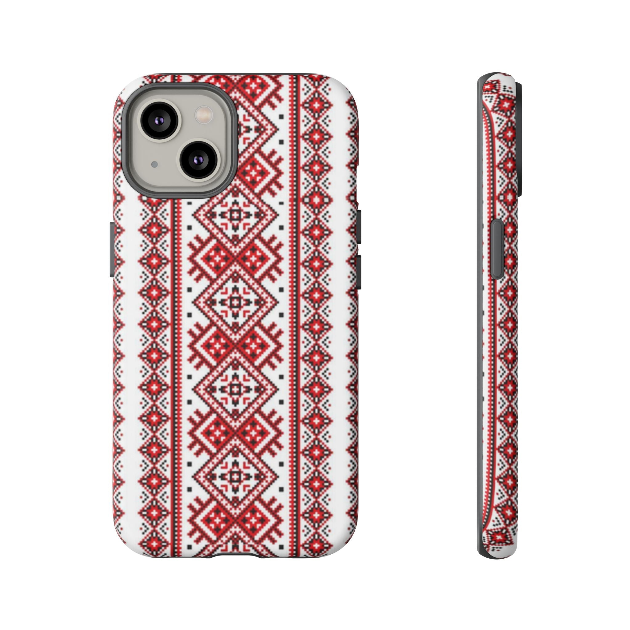 Ukrainian Embroidery iPhone Case  Red Black Traditional Pattern Protective Phone Cover, Gift idea