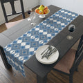 Blue Sky Folk Art Table Runner | Ukrainian Heritage Indigo Geometric Linen