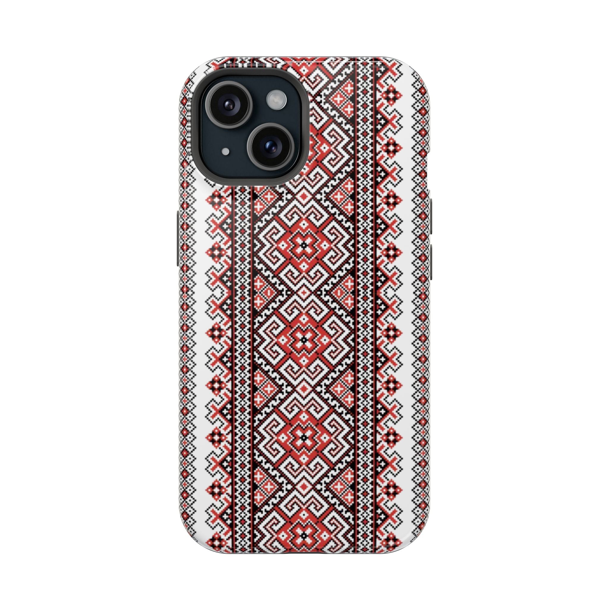 Traditional Ukrainian Red-Black Pattern Phone Case | Magnetic Impact-Resistant Case