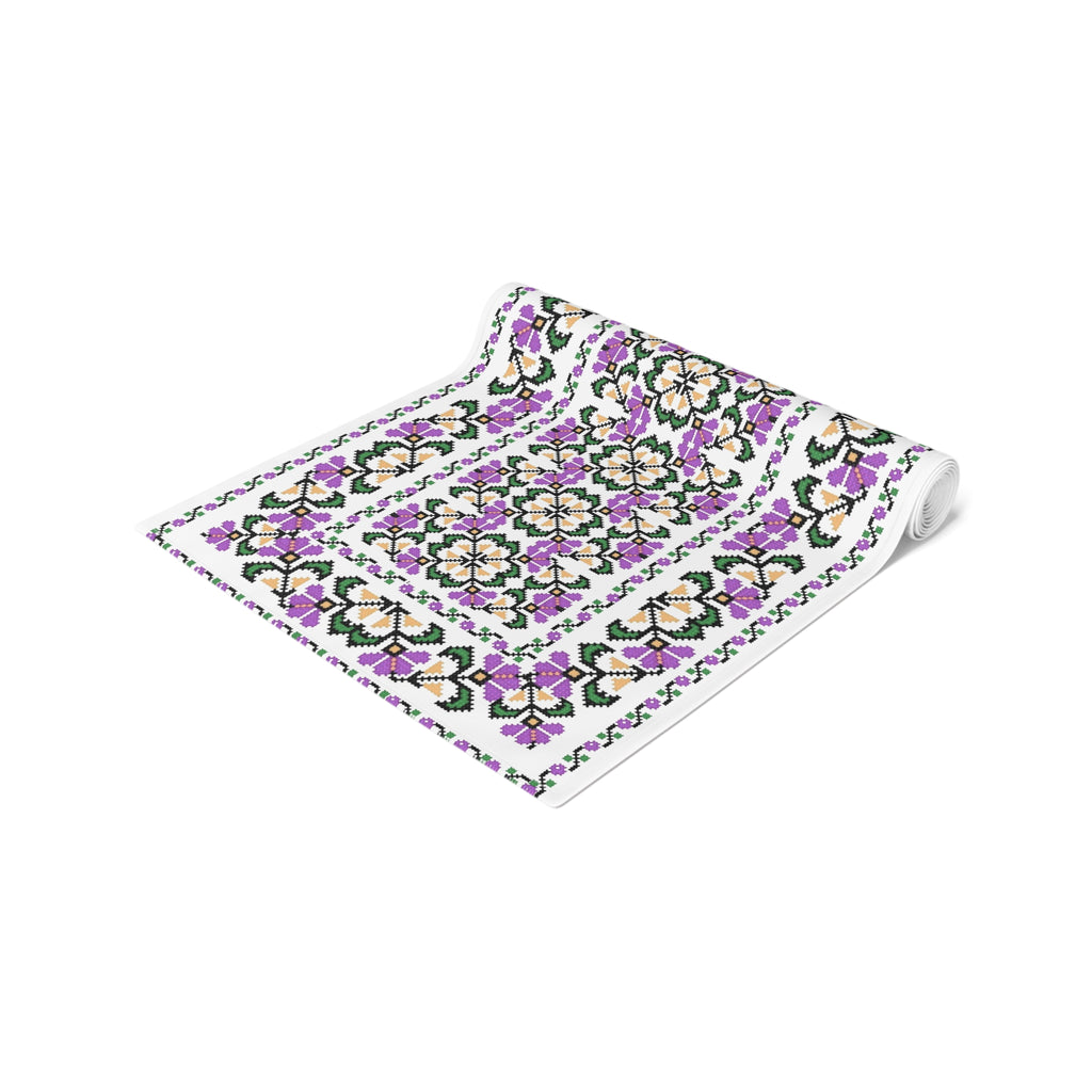BLUESKYDEZIGN Ukrainian Purple Floral Table Runner