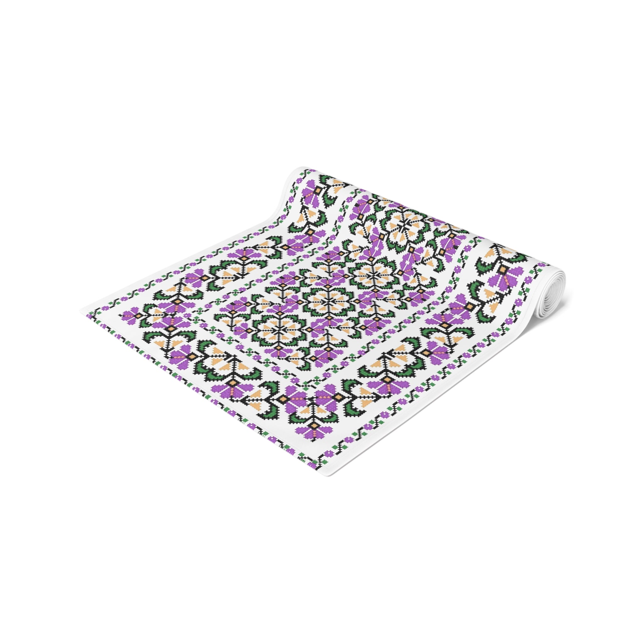 BLUESKYDEZIGN Ukrainian Purple Floral Table Runner