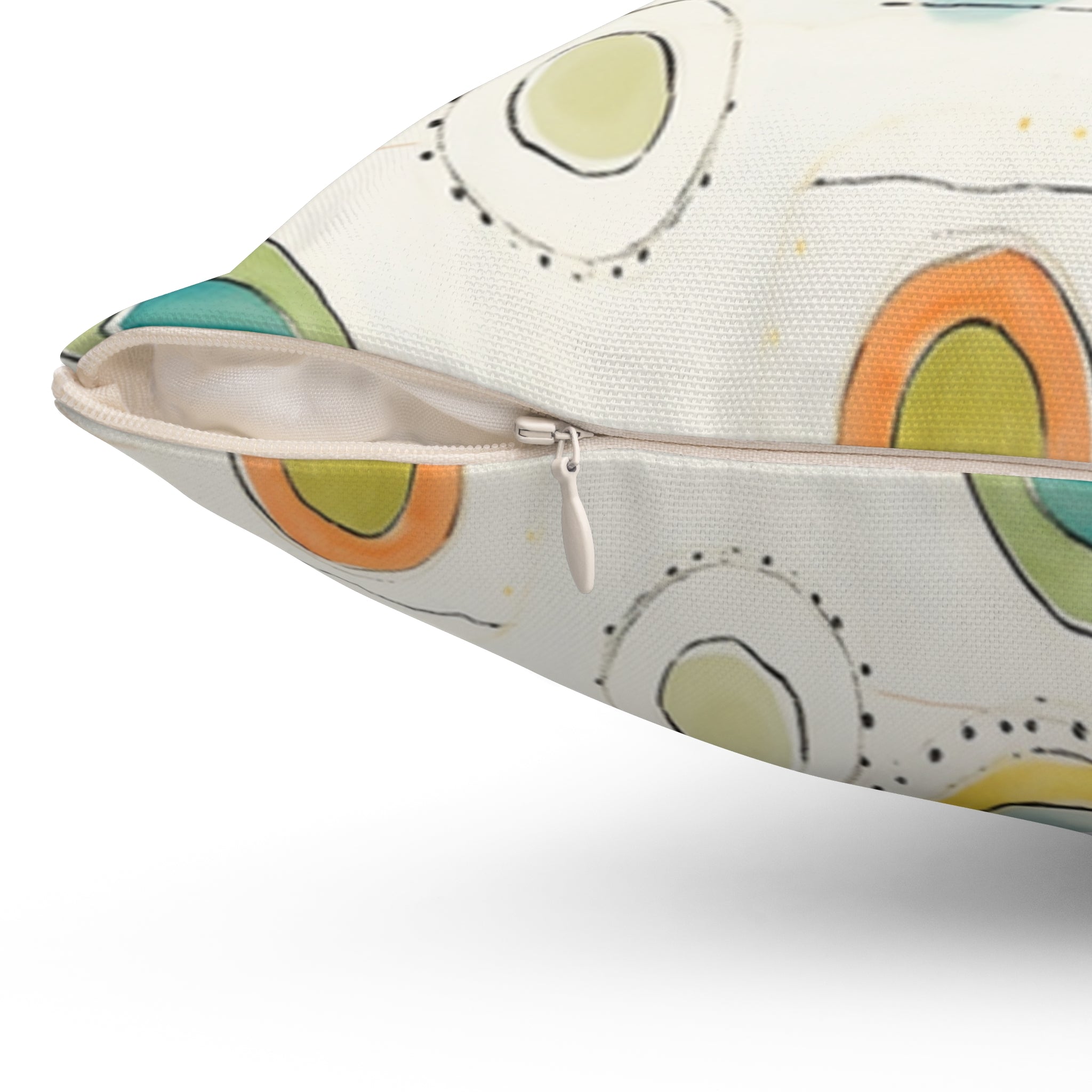 Watercolor Circles Spun Polyester Pillow, Abstract Dot Pattern, Coastal Colors, Decorative Gift Housewarming