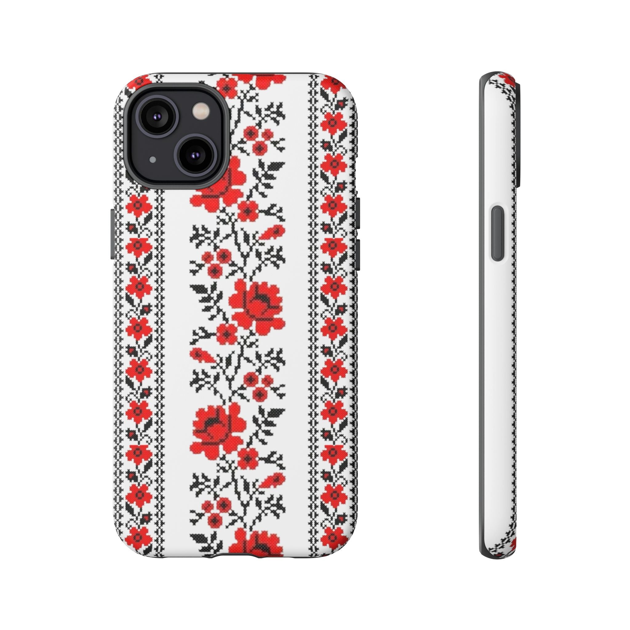 Ukrainian Embroidery iPhone Case  Red Black Traditional Pattern Protective Phone Cover