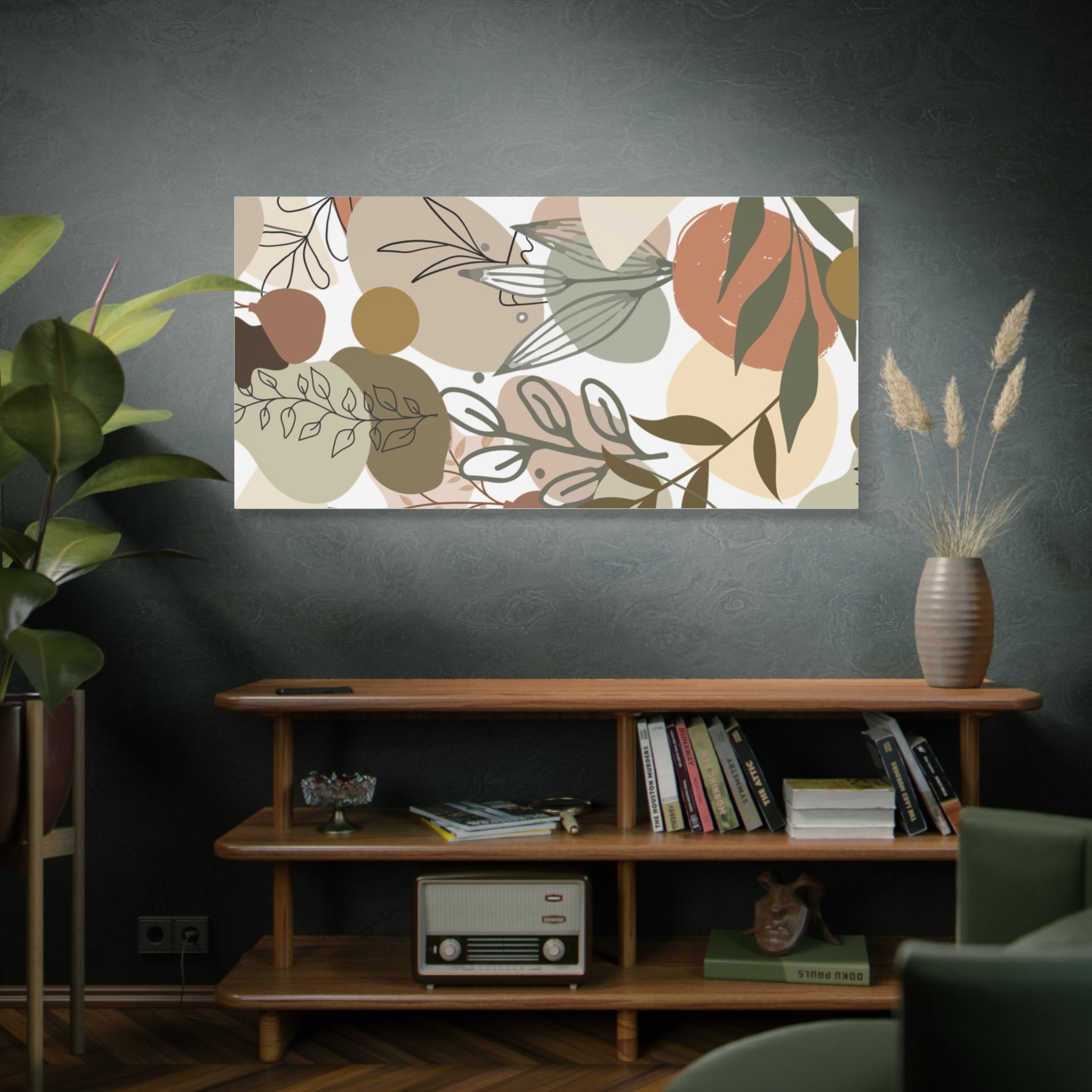 Abstract Modern Botanical Wall Art, Minimalist Line Art Canvas, Neutral Aesthetic Home Decor Print for Living Room or Bedroom, Matte Print, Stretched 1.25" Ready to Hang