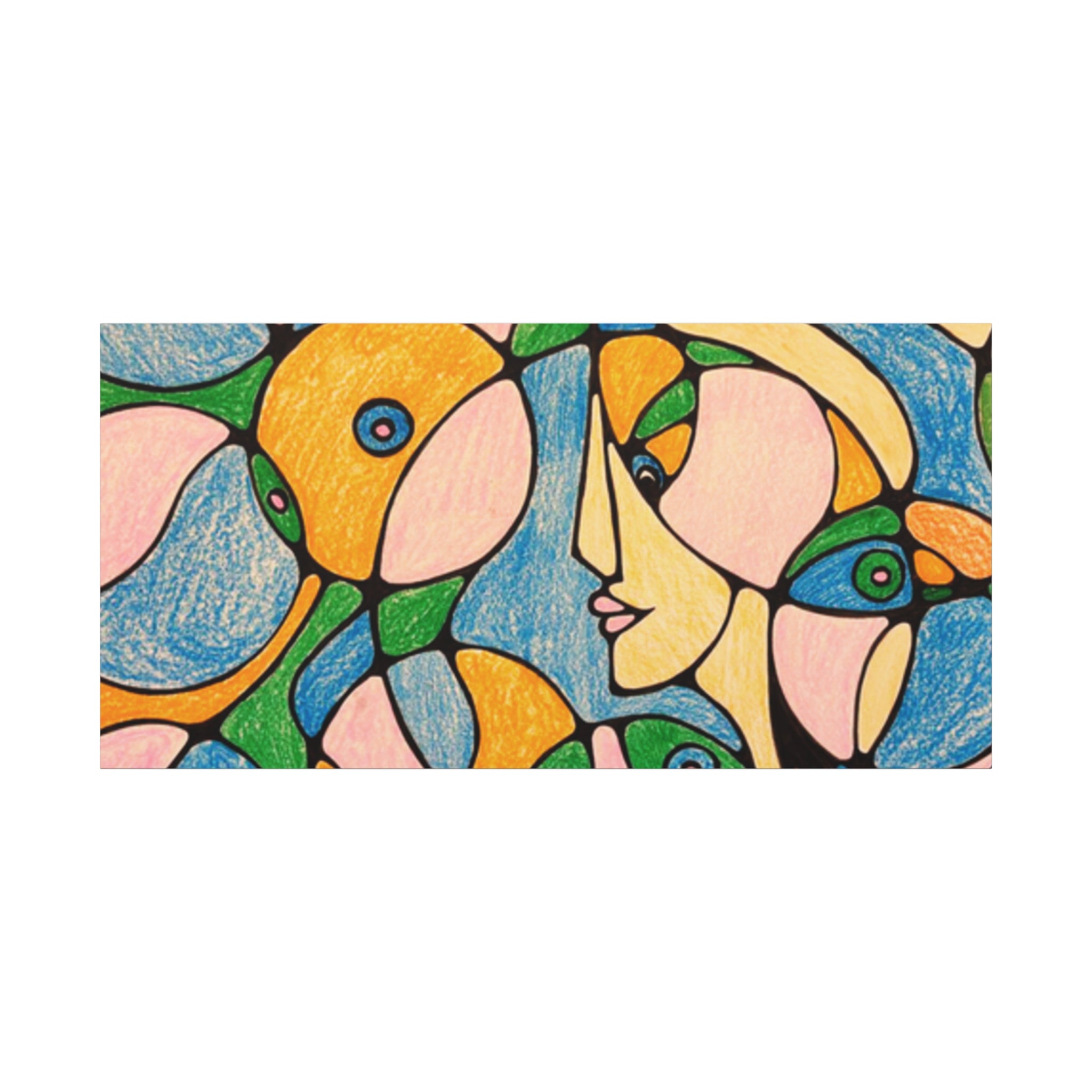 Abstract Colorful Faces Canvas Art, Vibrant Modern Wall Decor, Surreal Cubist Style Matte Print, Stretched 1.25" Ready to Hang