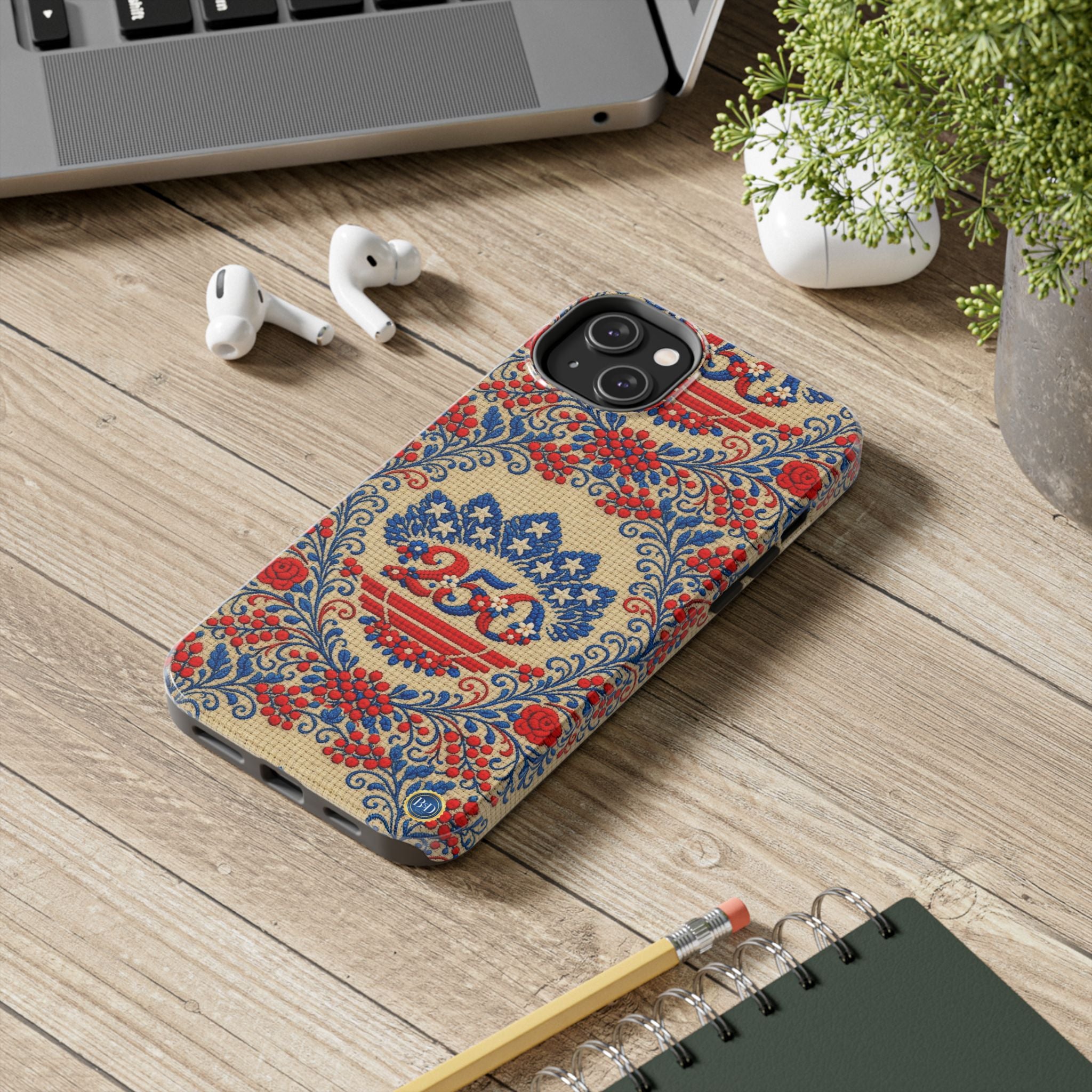 BLUESKYDEZIGN | Freedom's Garden 250 Phone Case | Vintage Americana Floral iPhone Cover | Patriotic 4th of July Gift