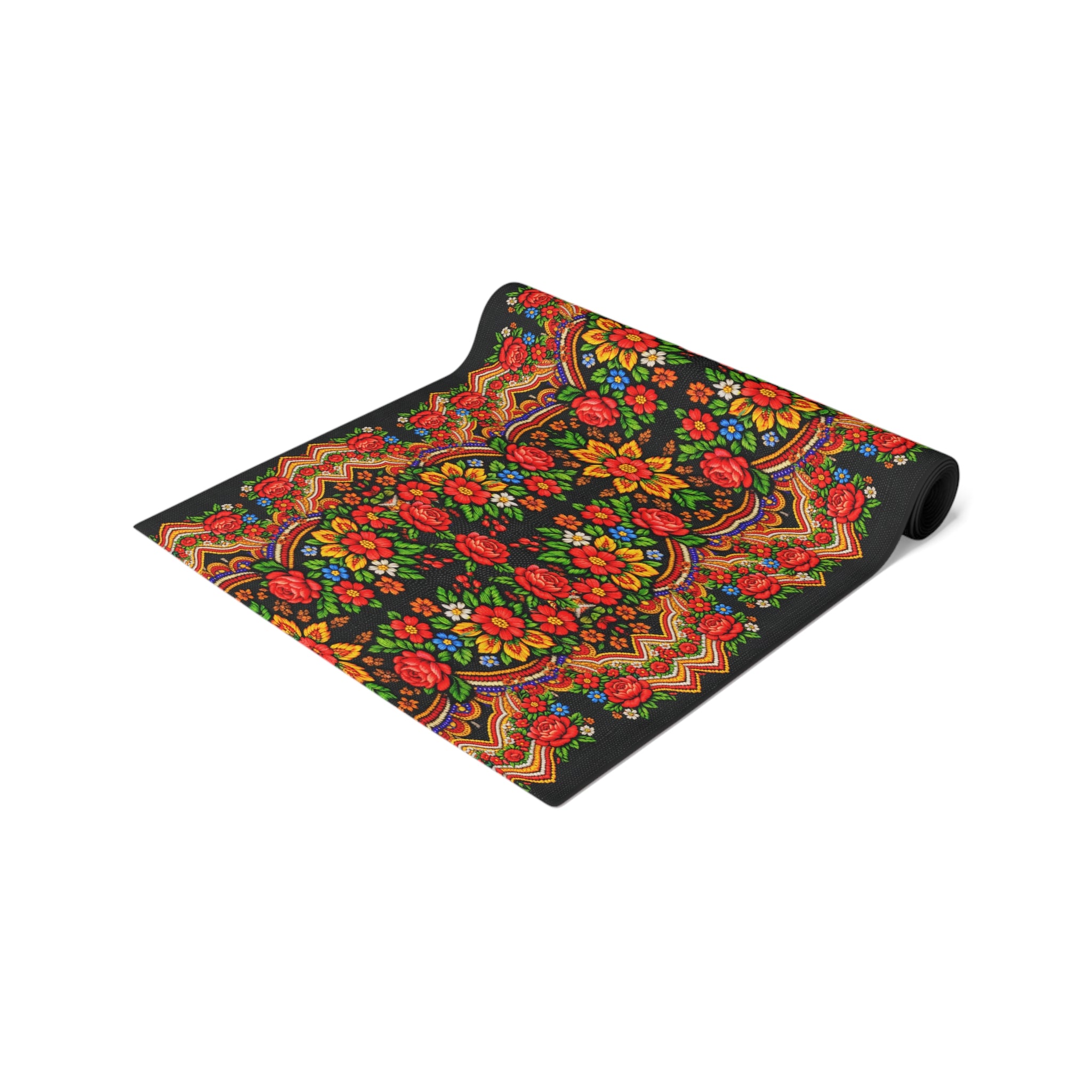 Mother's Bloom Floral Table Runner | Ukrainian Heritage Style Folk Art Decor | Vintage Slavic Flower Table Topper | Boho Farmhouse Kitchen Gift