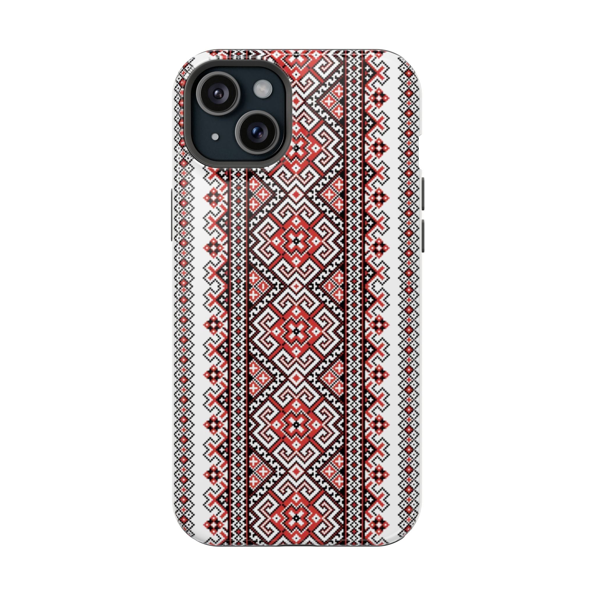 Traditional Ukrainian Red-Black Pattern Phone Case | Magnetic Impact-Resistant Case