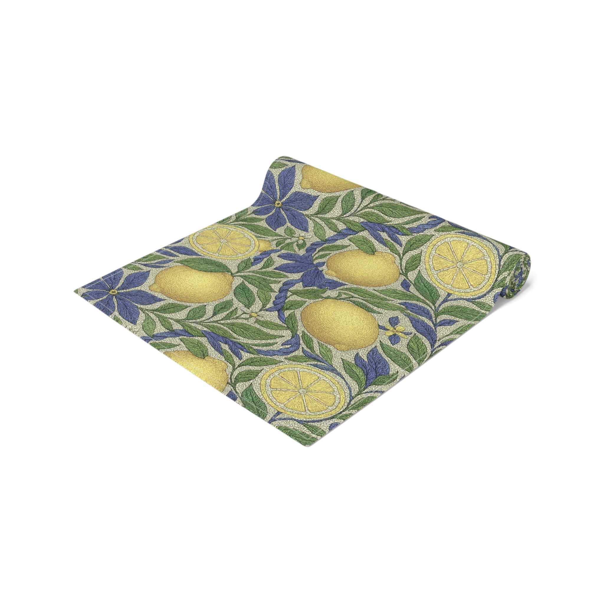 Citrus Riviera Lemon Grove Table Runner – Mediterranean Botanical Dining Decor | Cotton Twill or Polyester
