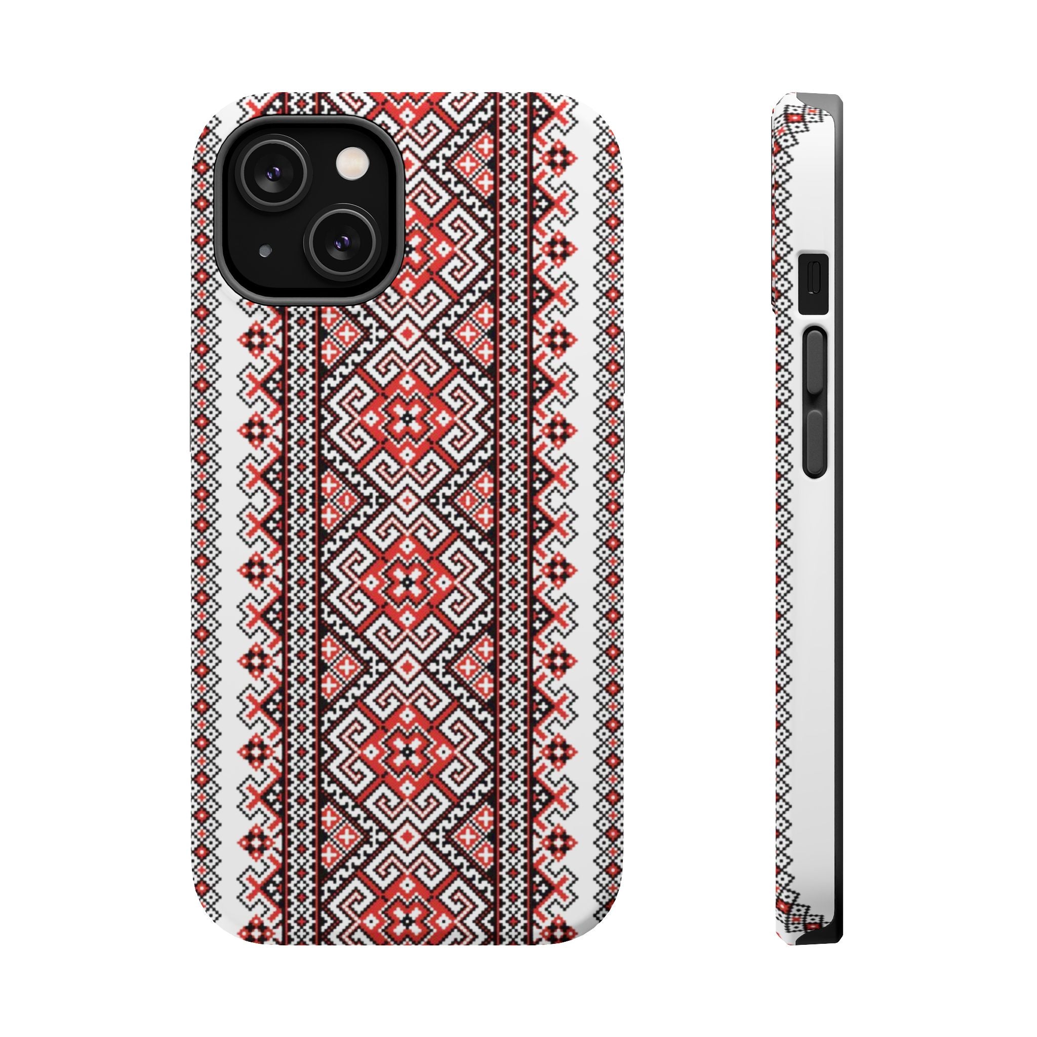 Traditional Ukrainian Red-Black Pattern Phone Case | Magnetic Impact-Resistant Case