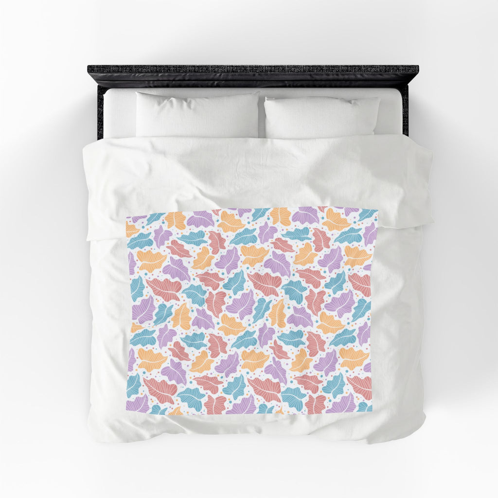 Pastel Leaf Plush Blanket