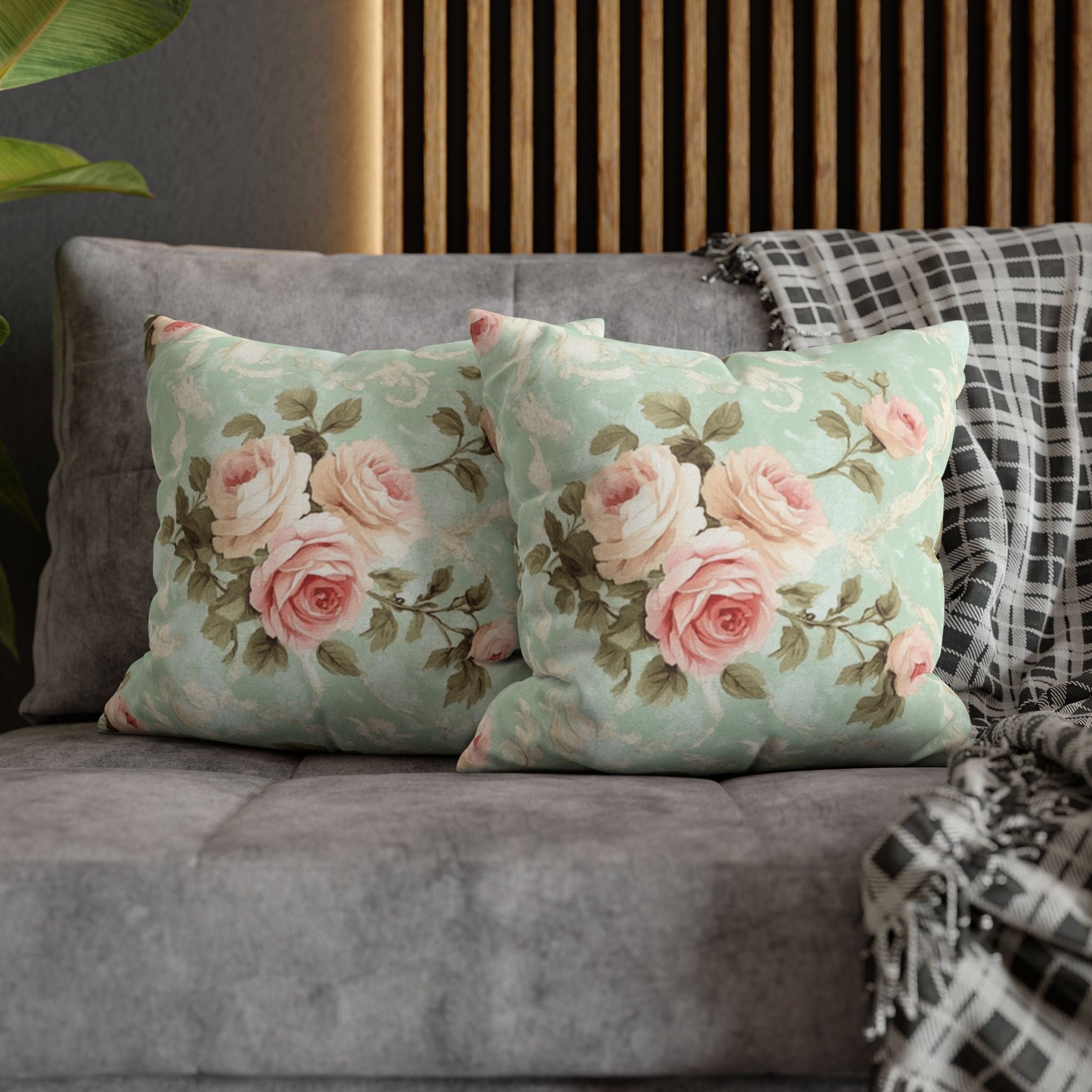 Vintage Pink Rose Pattern Pillowcase | Floral Throw Pillowcase