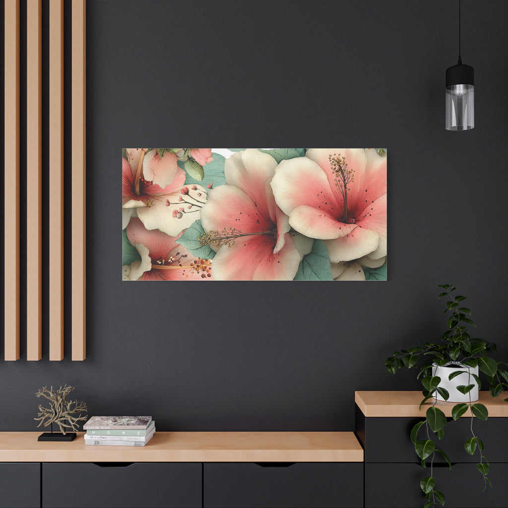 Pastel Floral Matte Canvas Wall Art, Soft Botanical Print, Modern Home Decor, Watercolor Flower Artwork, Stretched 1.25" Canvas