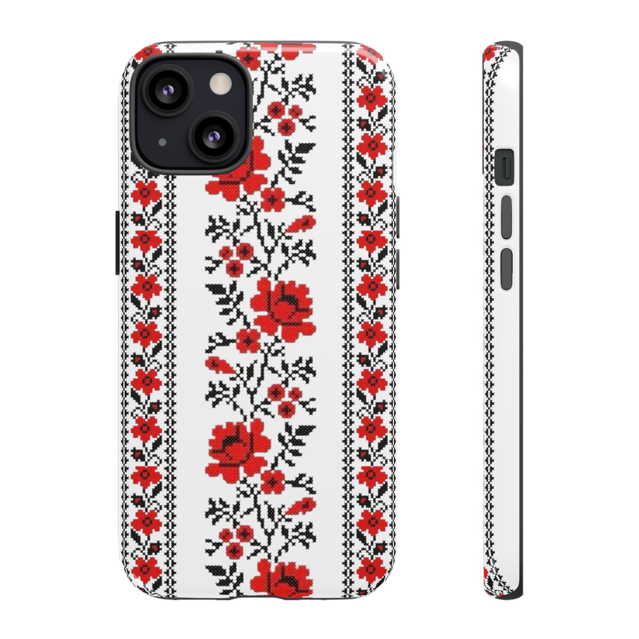 Ukrainian Embroidery iPhone Case  Red Black Traditional Pattern Protective Phone Cover