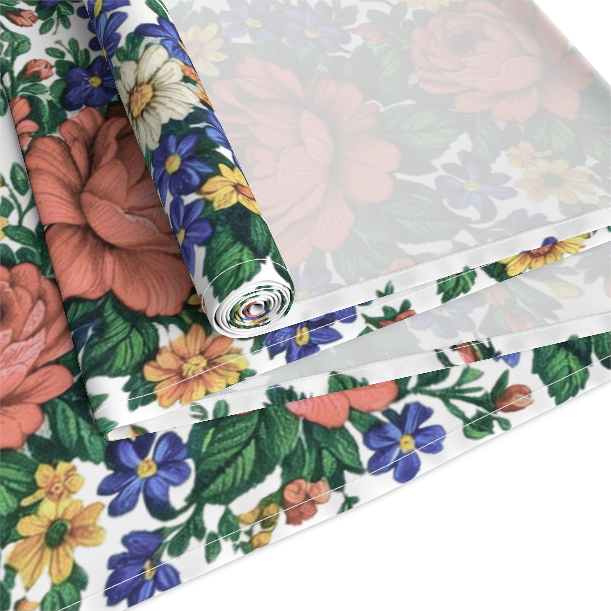 Red Rose Floral Table Runner | Cottagecore Wildflower White Decor | BLUESKYDEZIGN