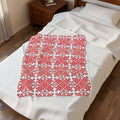 Red Nordic Snowflake Velveteen Plush Blanket — Cozy Holiday Throw