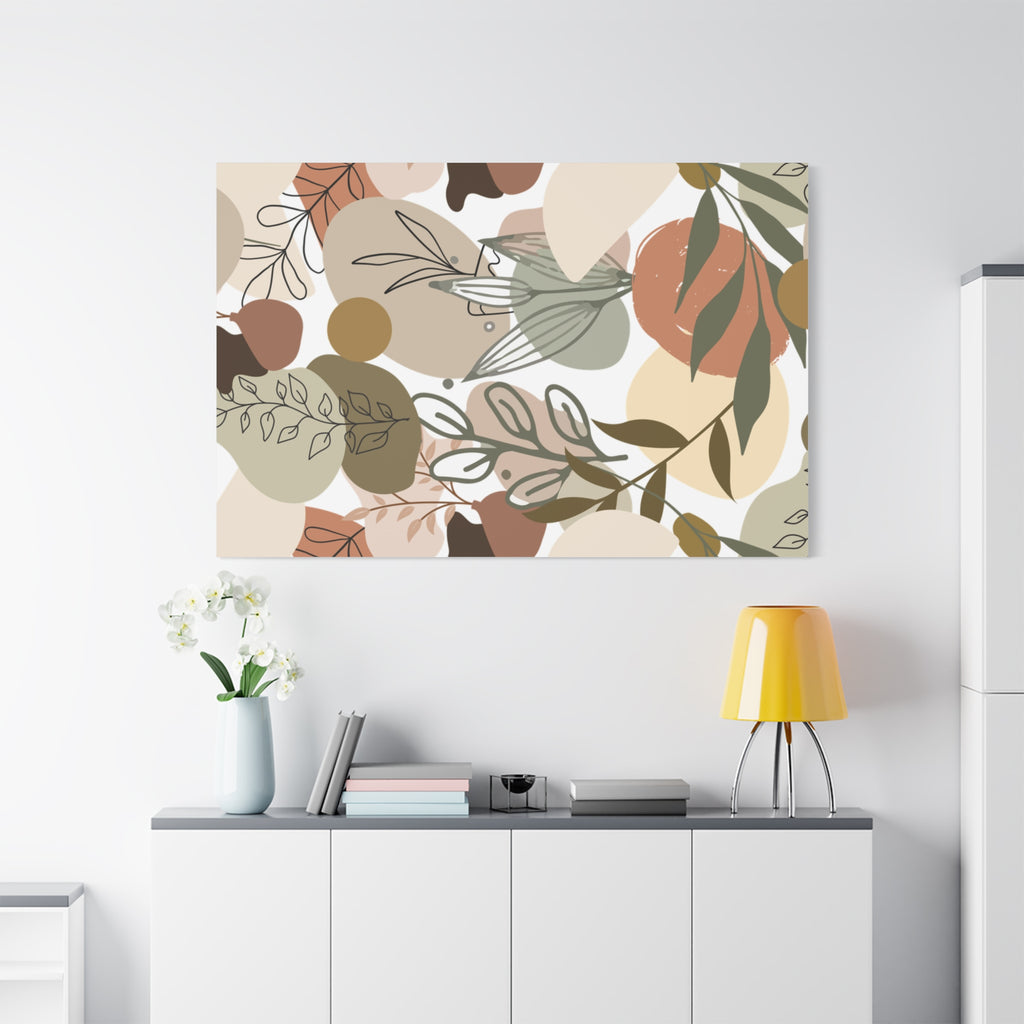 Abstract Modern Botanical Wall Art, Minimalist Line Art Canvas, Neutral Aesthetic Home Decor Print for Living Room or Bedroom, Matte Print, Stretched 1.25" Ready to Hang
