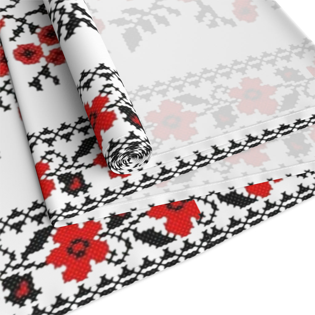 BLUESKYDEZIGN Ukrainian Traditional Table Runner - Red Black Folk Art