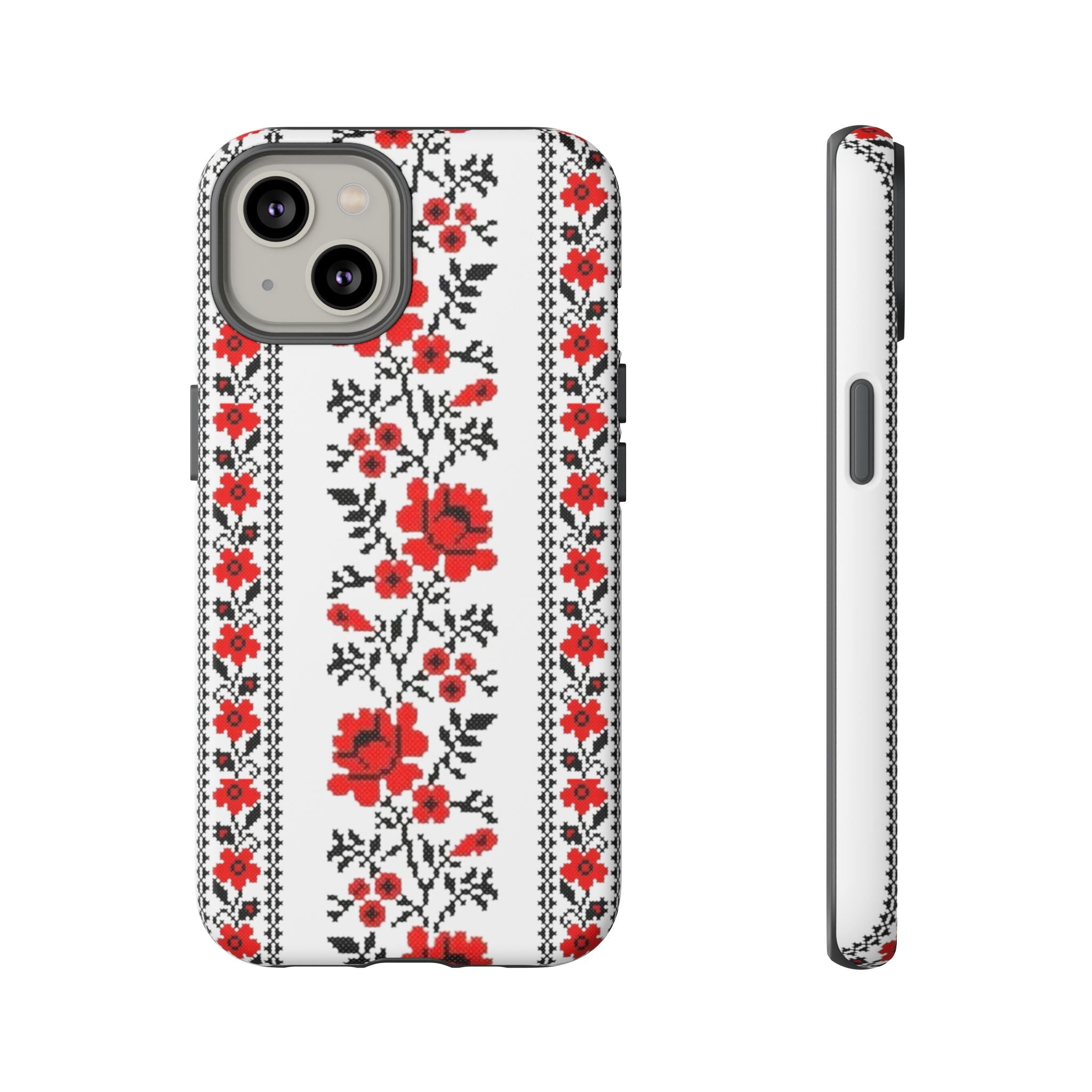 Ukrainian Embroidery iPhone Case  Red Black Traditional Pattern Protective Phone Cover