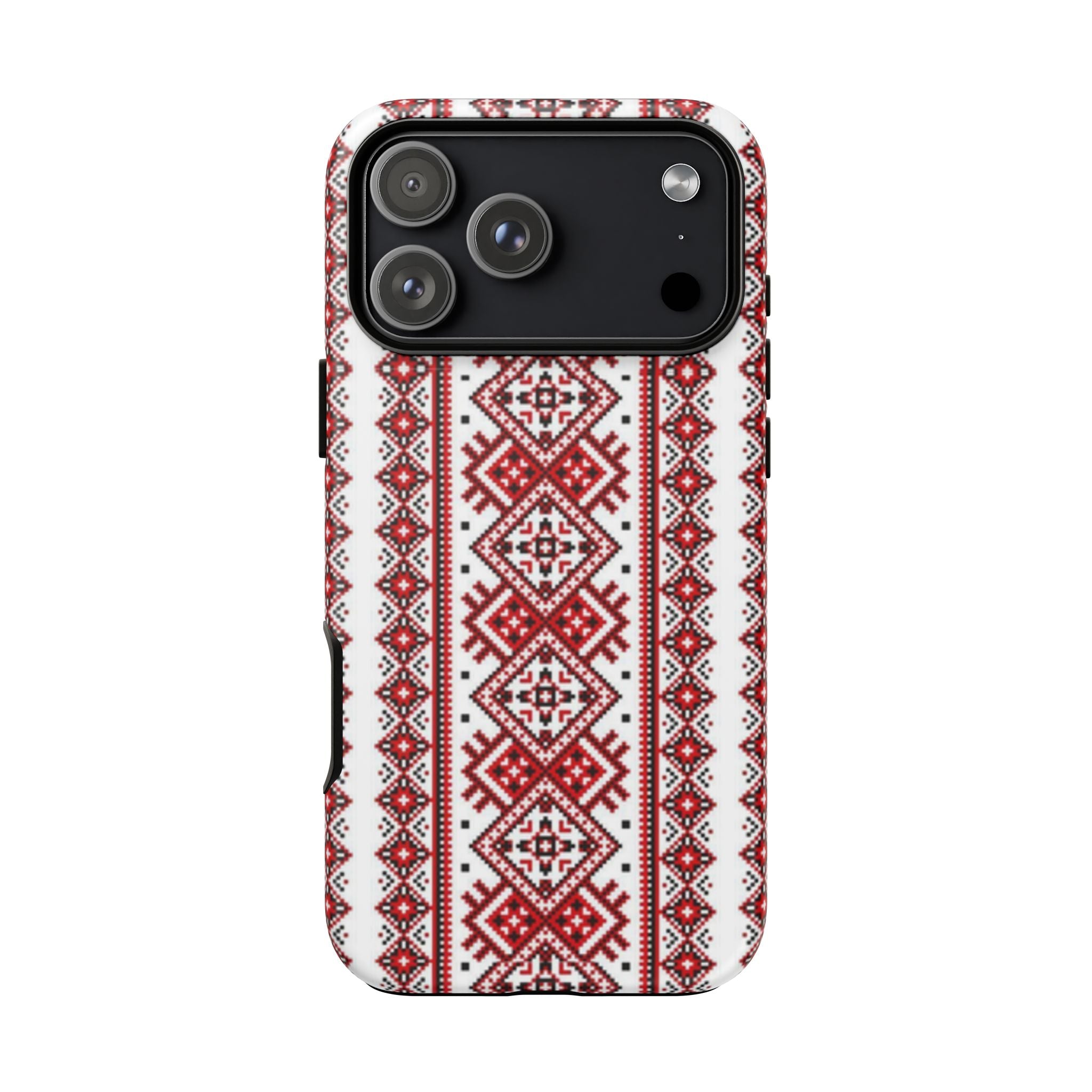 Ukrainian Embroidery iPhone Case  Red Black Traditional Pattern Protective Phone Cover, Gift idea