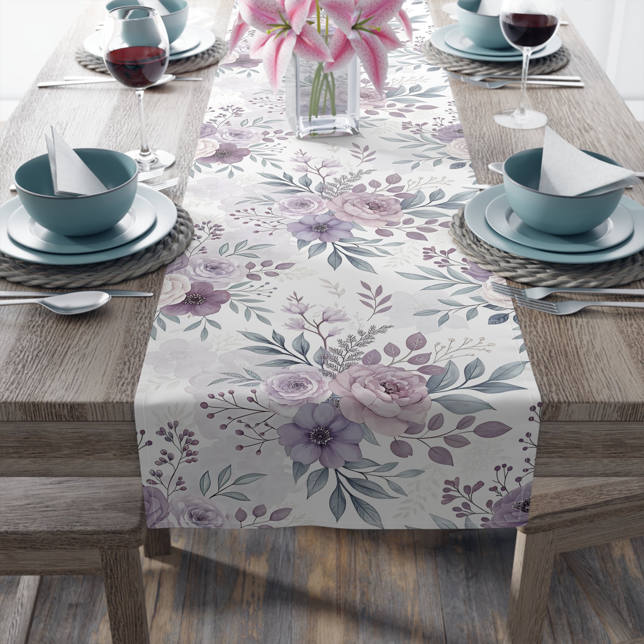 Spring Floral Table Runner – Easter Pastel Decor | Cottagecore & Farmhouse Style | BLUESKYDEZIGN