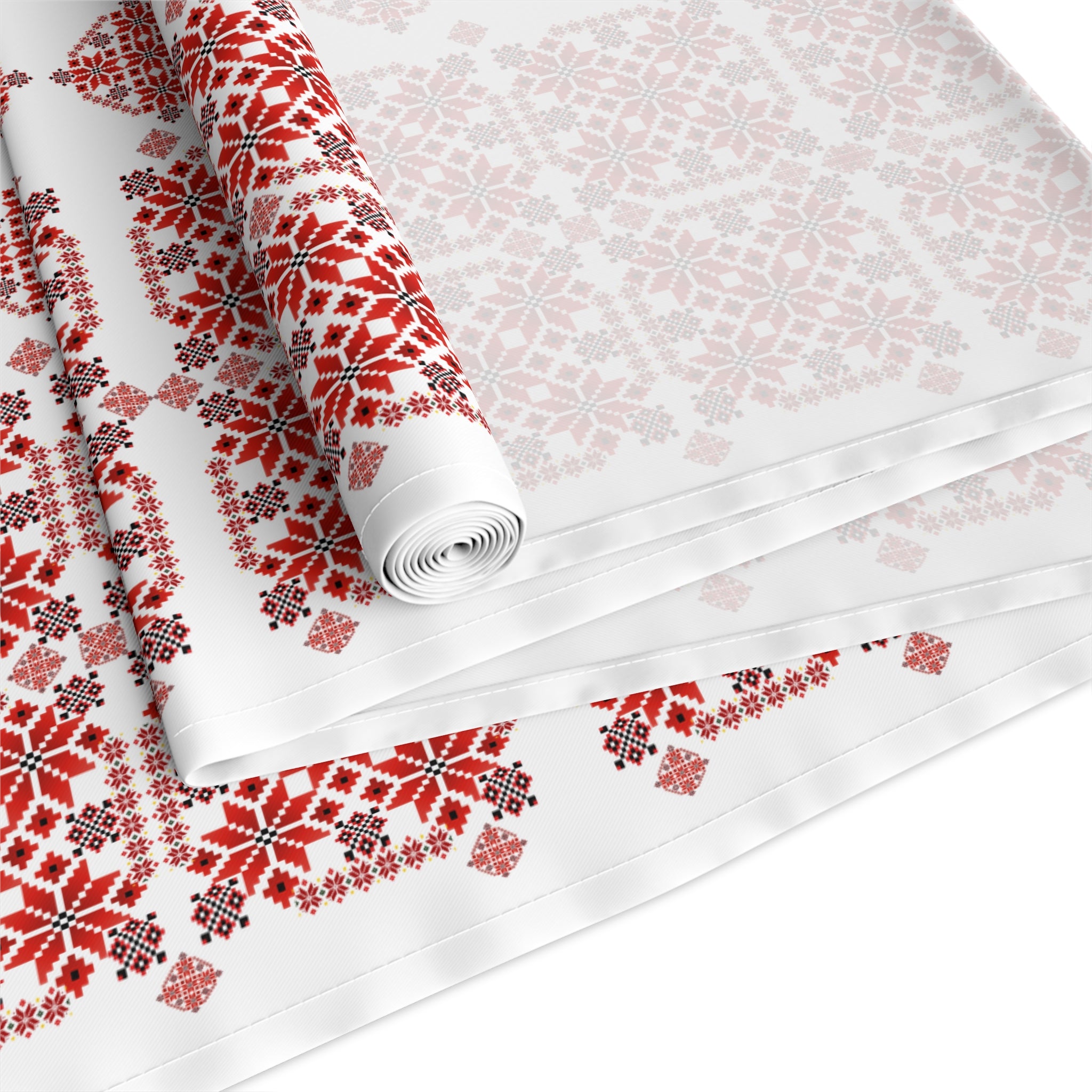 Ukrainian Red & Black Pattern Table Runner, holiday table setting, vintage home decor, for parents, housewarming, cottage core