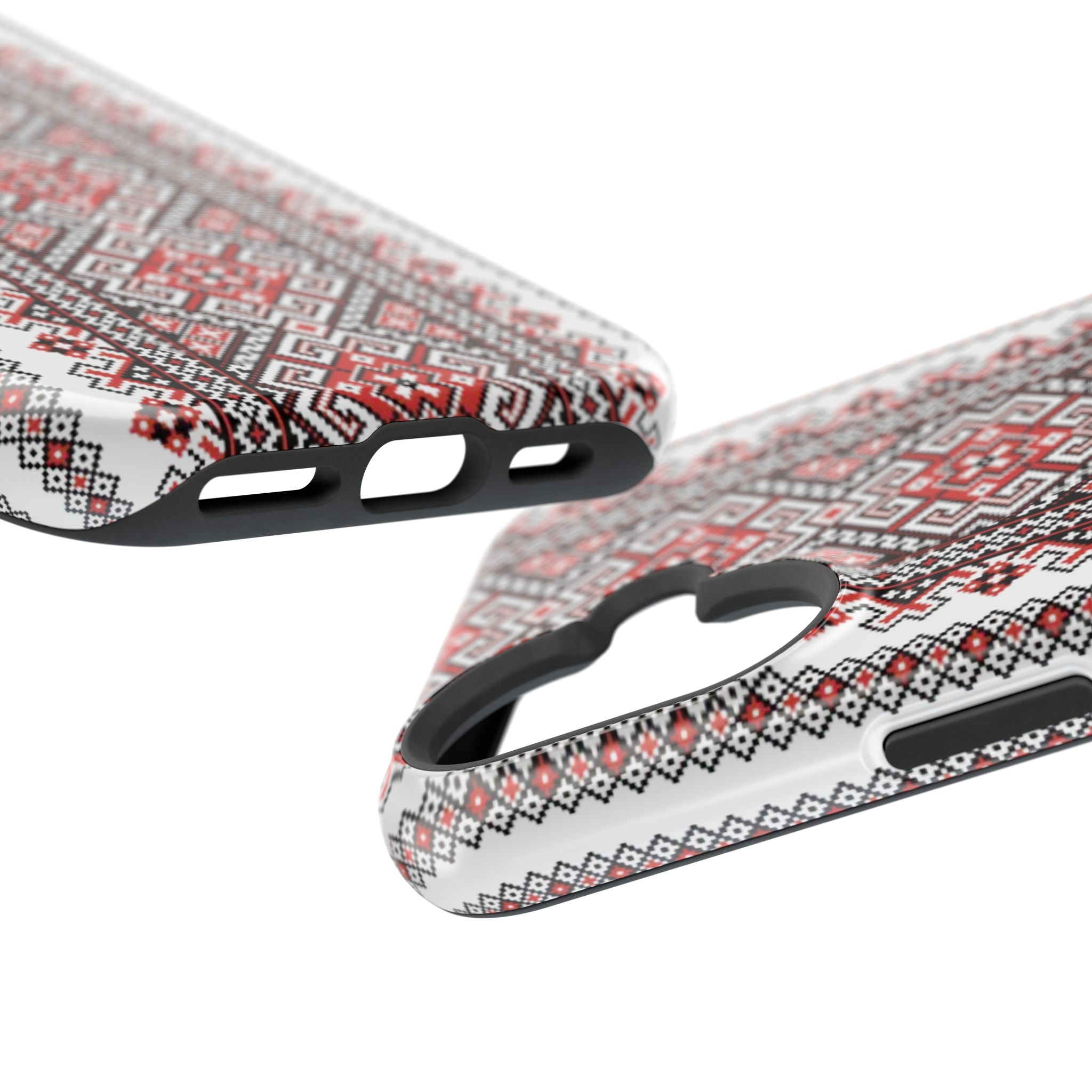 Stasia Red Folk Art Tough Phone Case | Ukrainian Heritage Geometric MagSafe Cover
