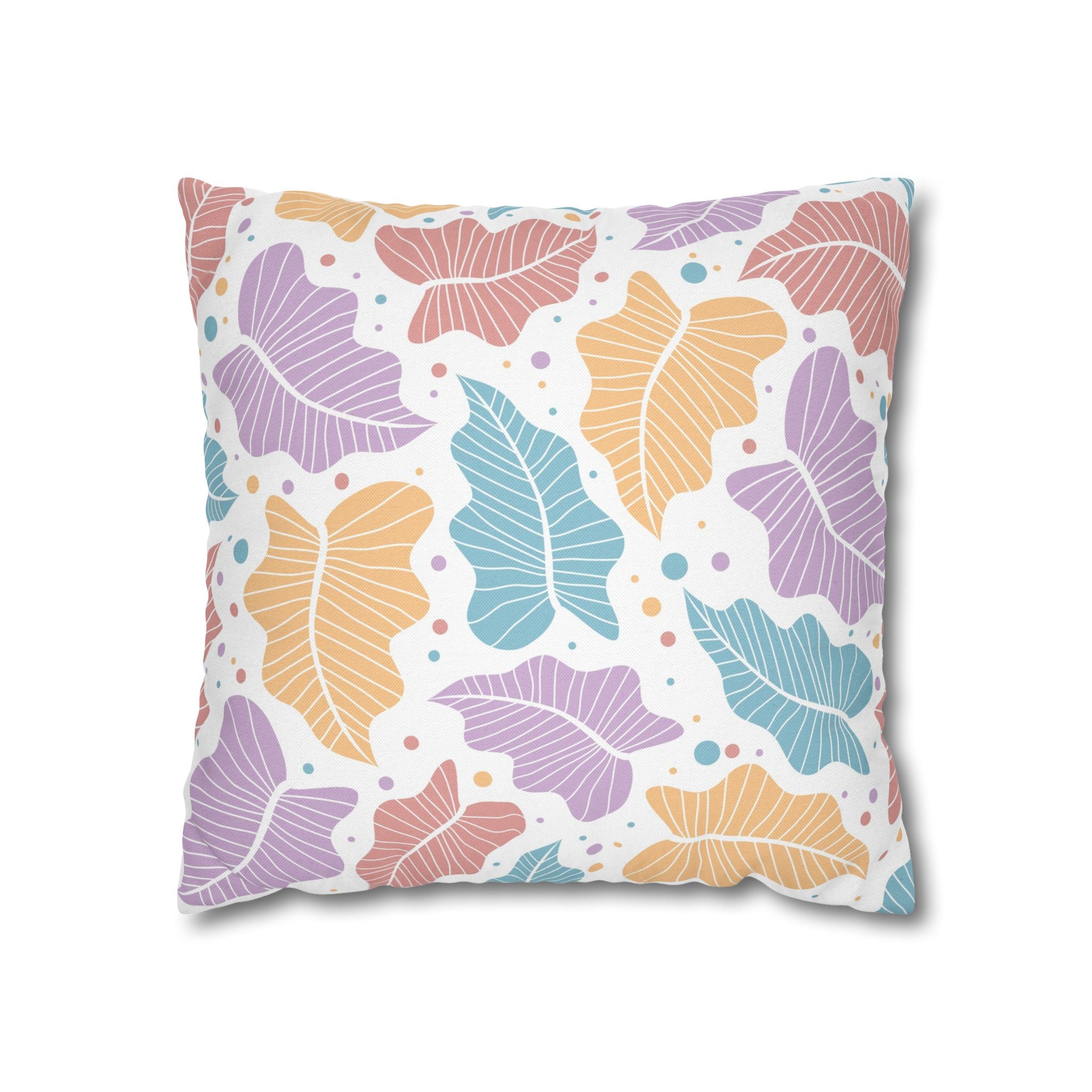 Pastel Leaf Pattern Pillowcase 1piece, Pillow Cover, gift for parents, Square Pillow Case, bedroom, housewarming, cottage core