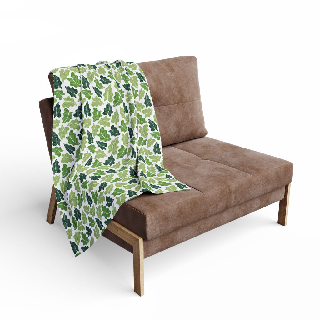 Green Leaves Fleece Blanket