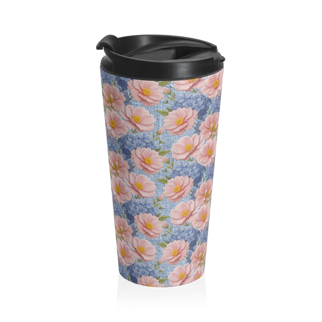 Blush Peony Floral Travel Mug | Soft Provence Insulated Stainless Tumbler