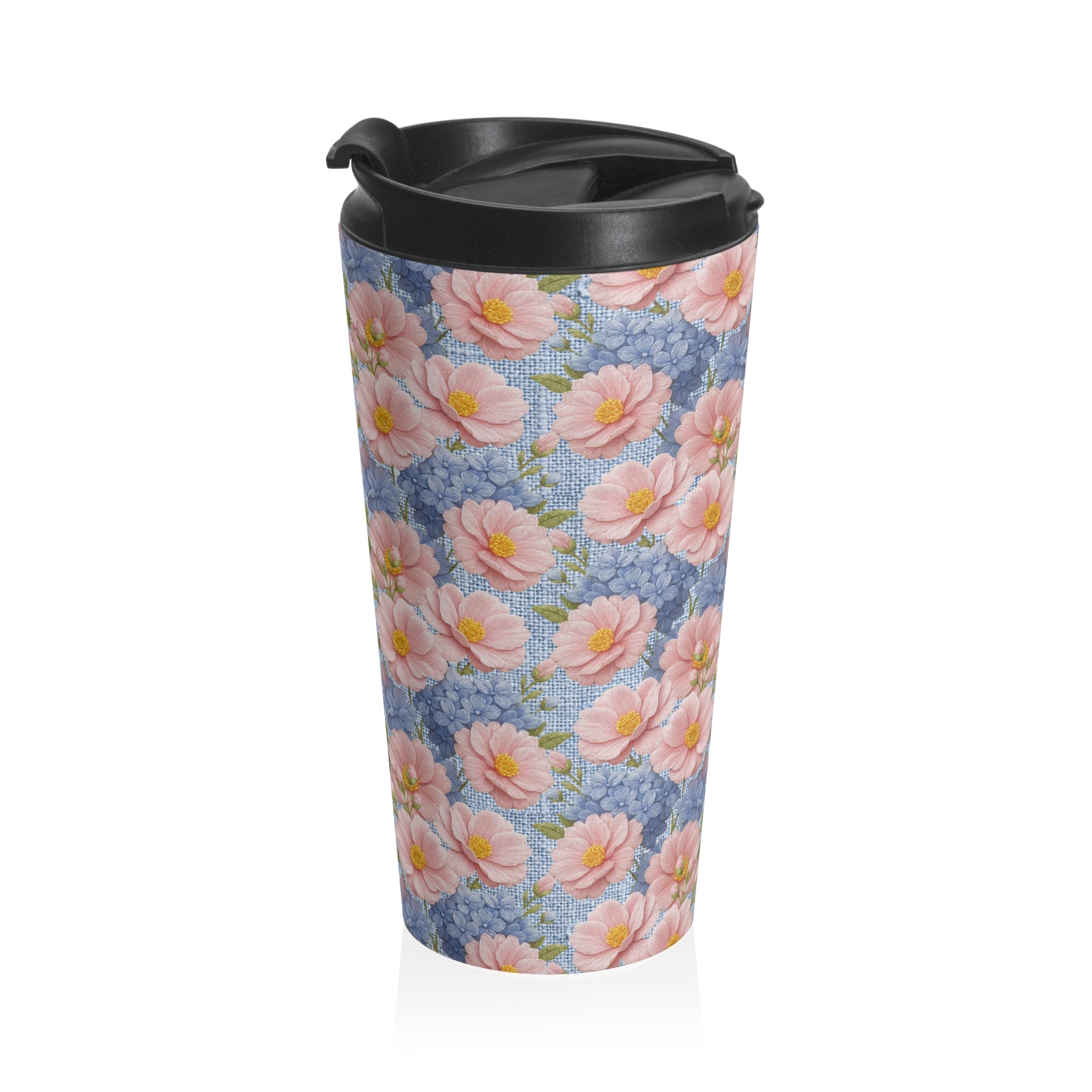 Blush Peony Floral Travel Mug | Soft Provence Insulated Stainless Tumbler