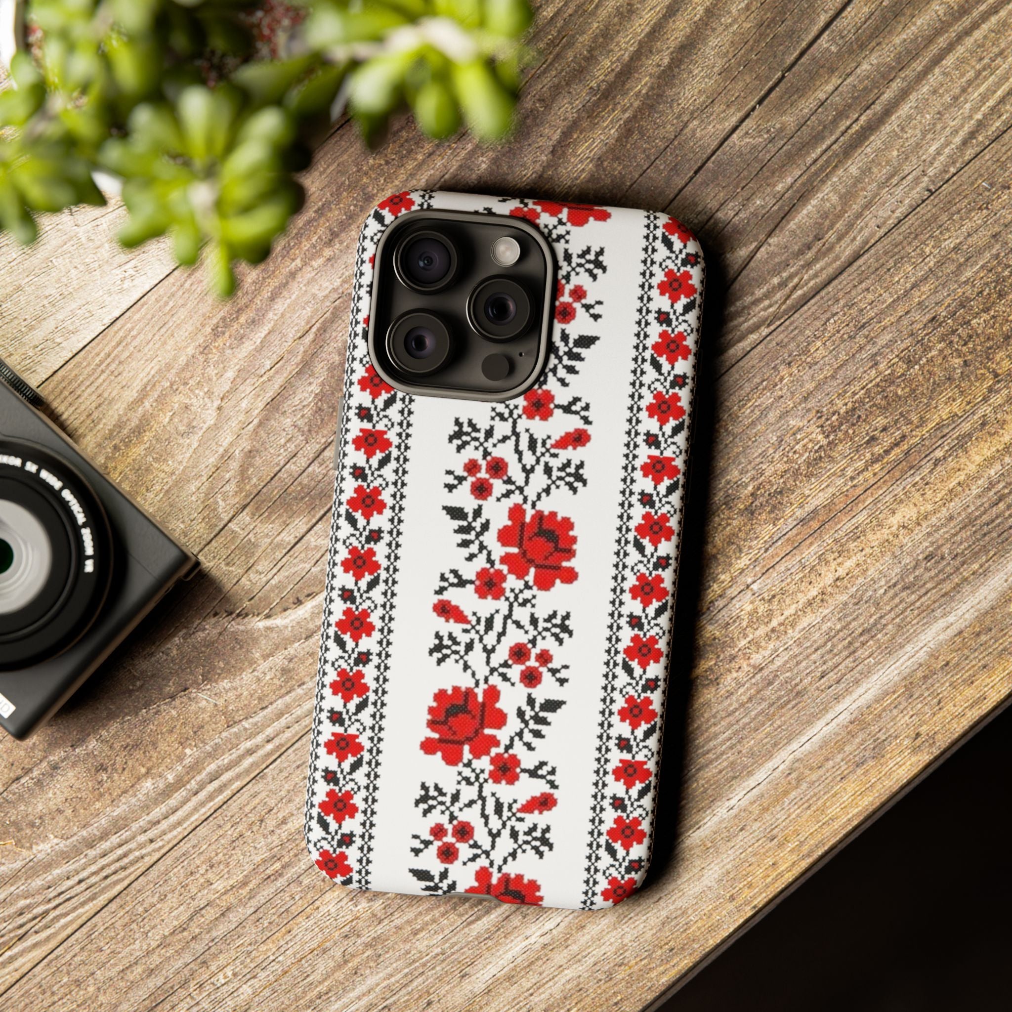 Ukrainian Embroidery iPhone Case  Red Black Traditional Pattern Protective Phone Cover