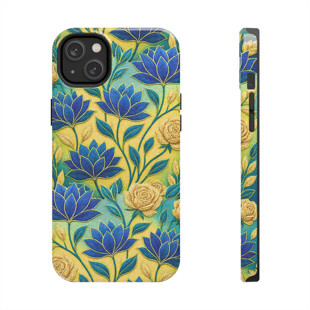 Blue Lotus Phone Case, Yellow Floral iPhone Cover, Tough Flower Phone Case, Ukrainian Bloom Phone Shell, Botanical Protective Case, Samsung Galaxy Flower Case