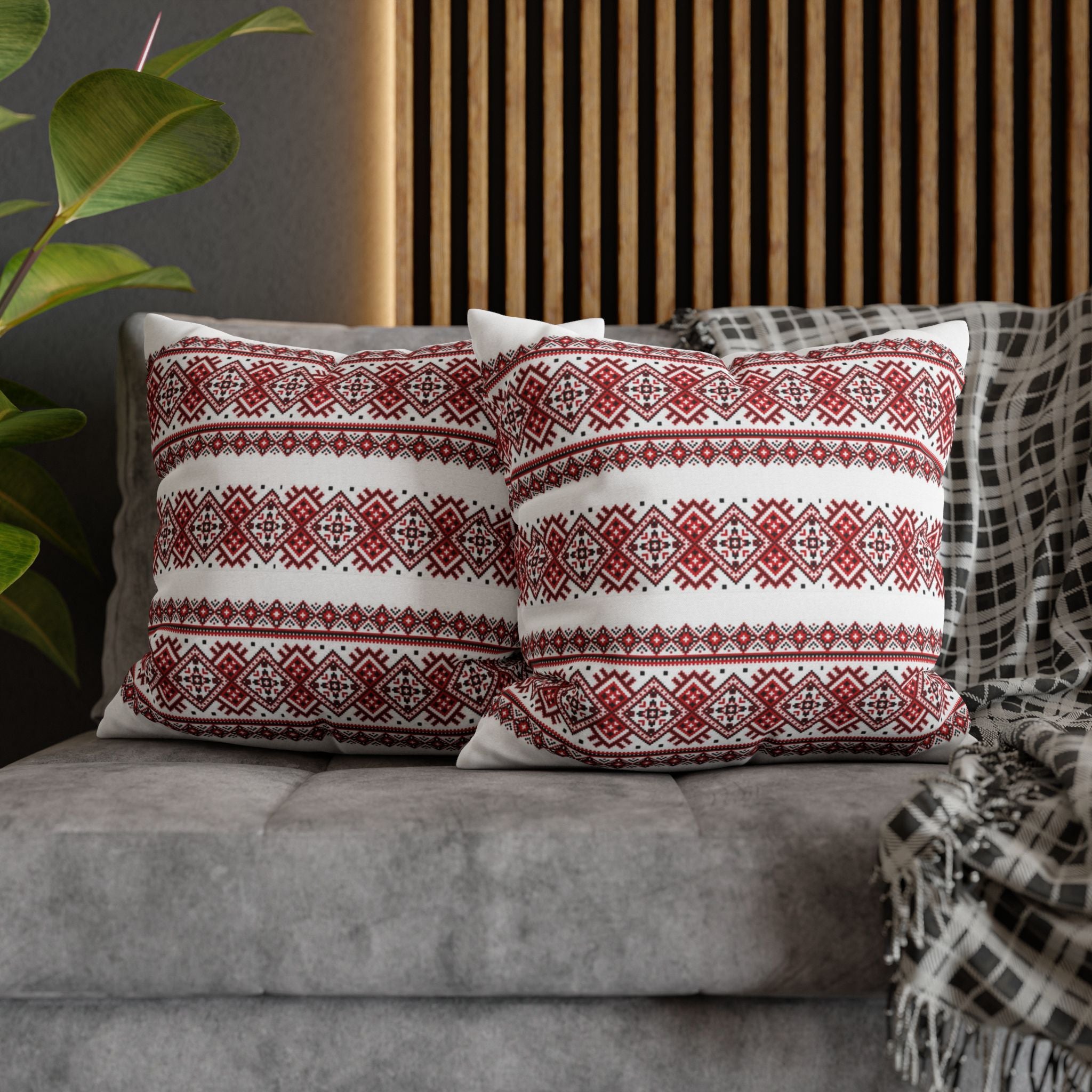 Ukrainian Traditional Red-Black Pattern Pillowcase, Pillow Cover, Gift for parents, Living Room Decor bedroom, housewarming, cottagecore