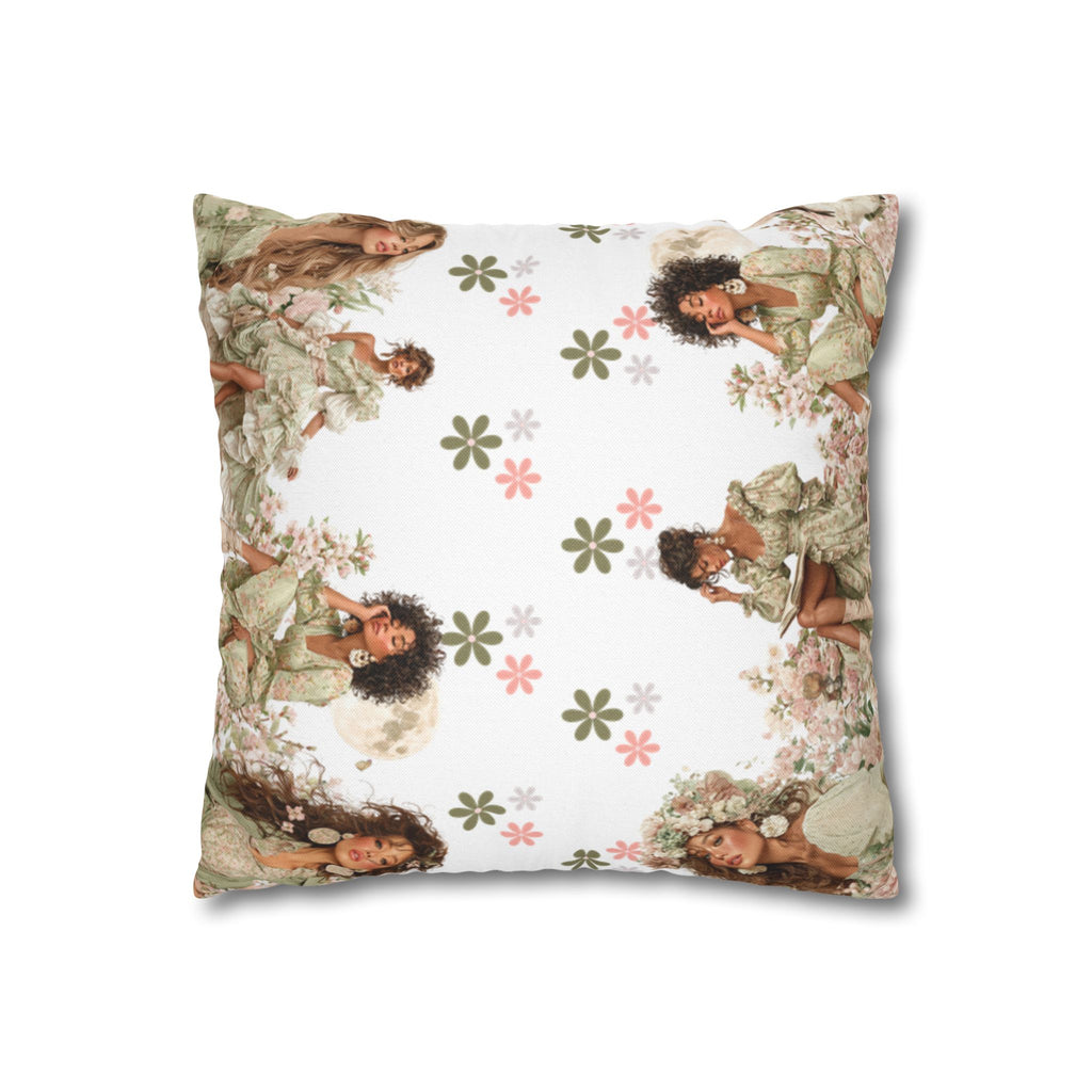 Afrocentric Floral Pillowcase 1piece, Artistic Women Illustration Cushion Covers, 4 Sizes, Modern Boho Throw Pillow Case, Art Decor