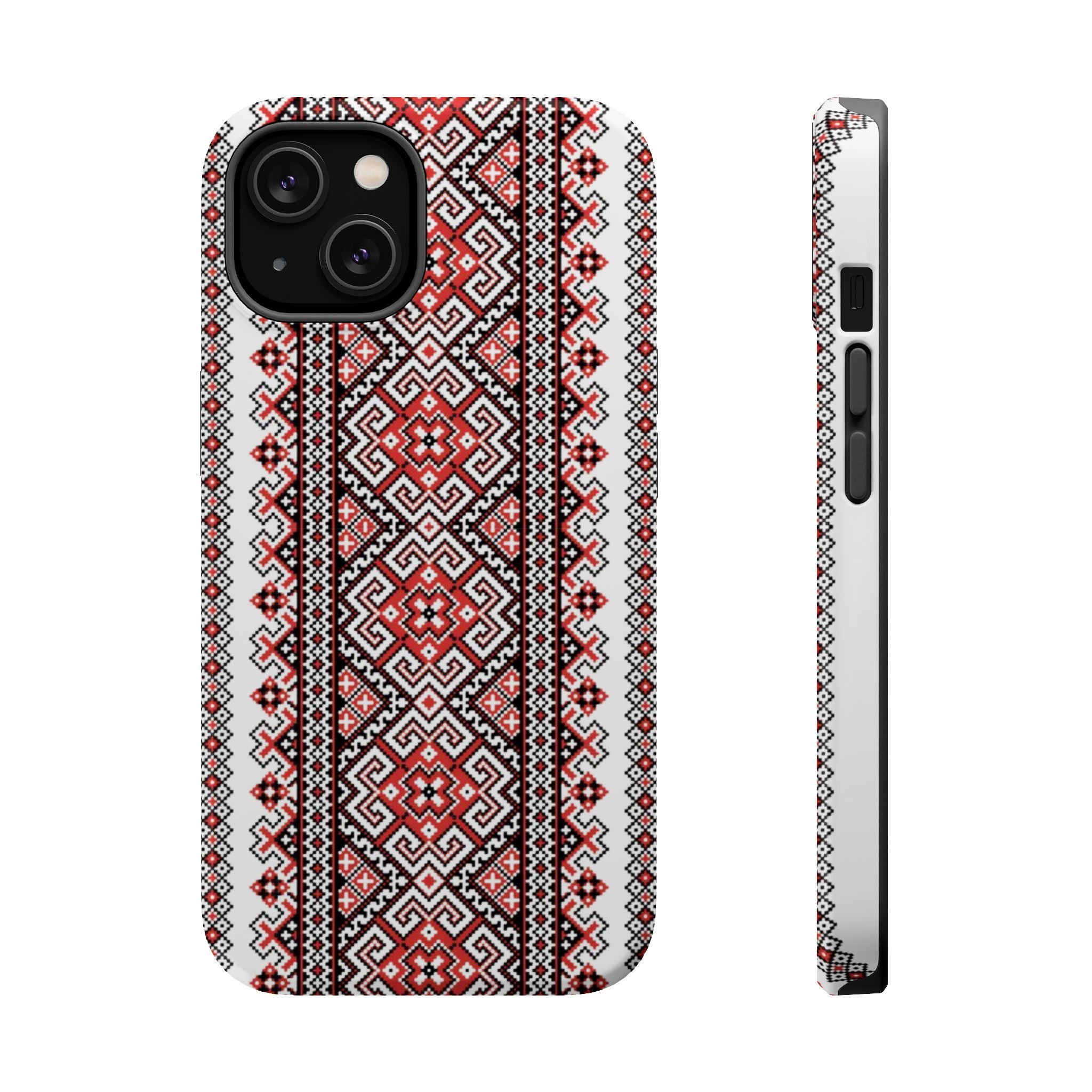 Traditional Ukrainian Red-Black Pattern Phone Case | Magnetic Impact-Resistant Case