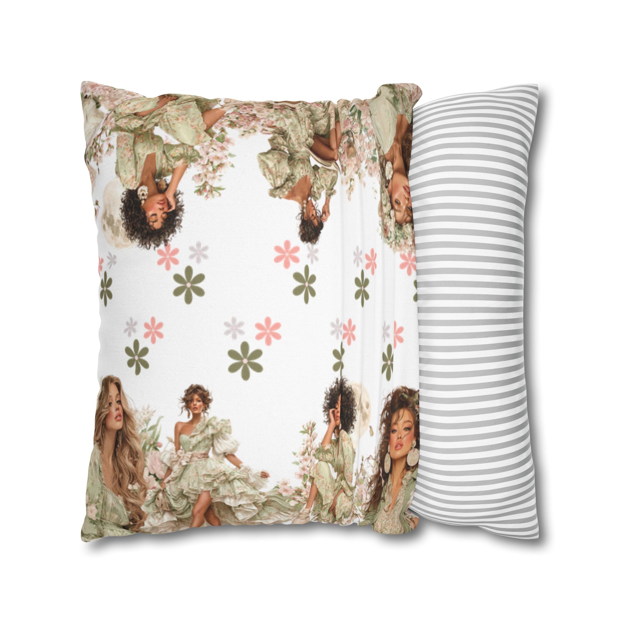 Afrocentric Floral Pillowcase 1piece, Artistic Women Illustration Cushion Covers, 4 Sizes, Modern Boho Throw Pillow Case, Art Decor