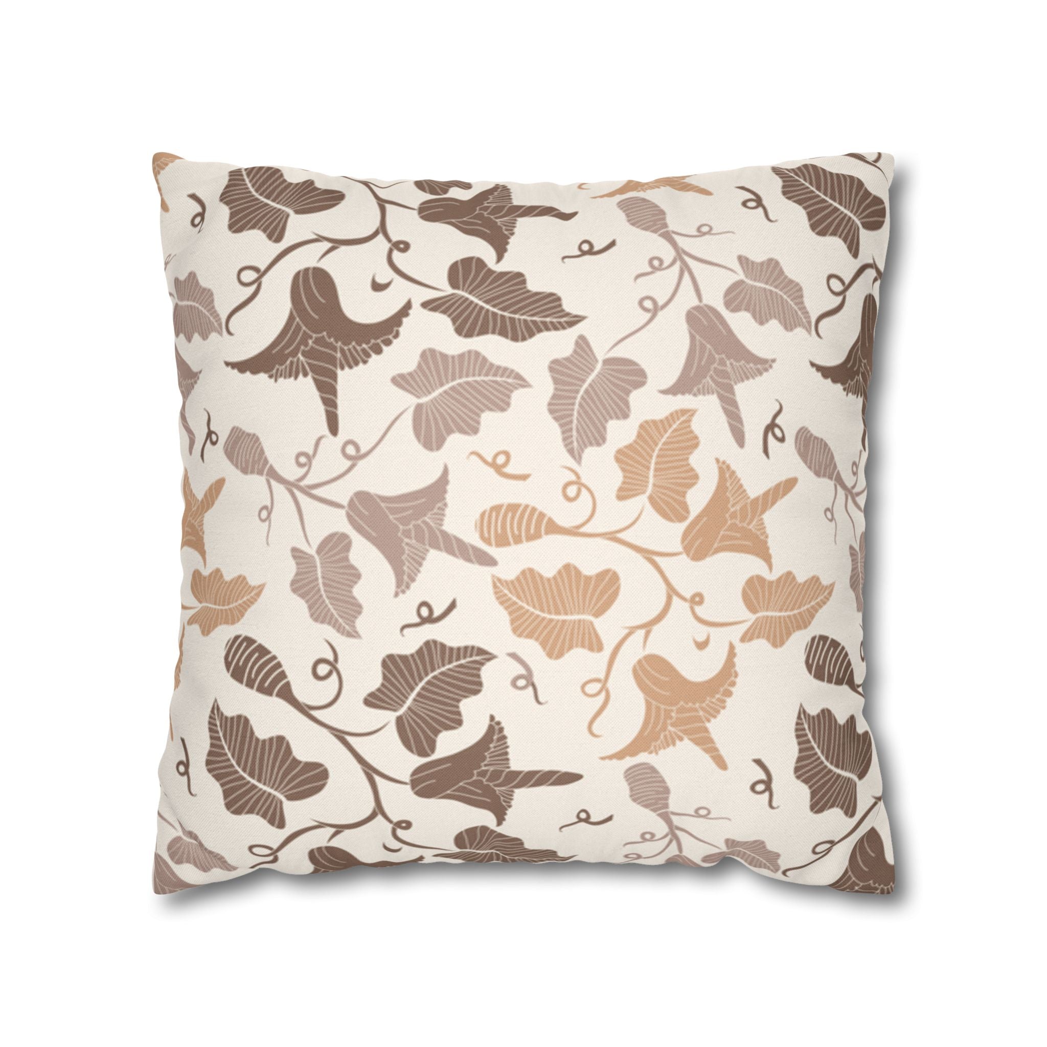 Beige Leaves Pattern Square Pillowcase 1piece, Pillow Cover, Gift for parents, Living Room Decor, bedroom, housewarming, cottage core,