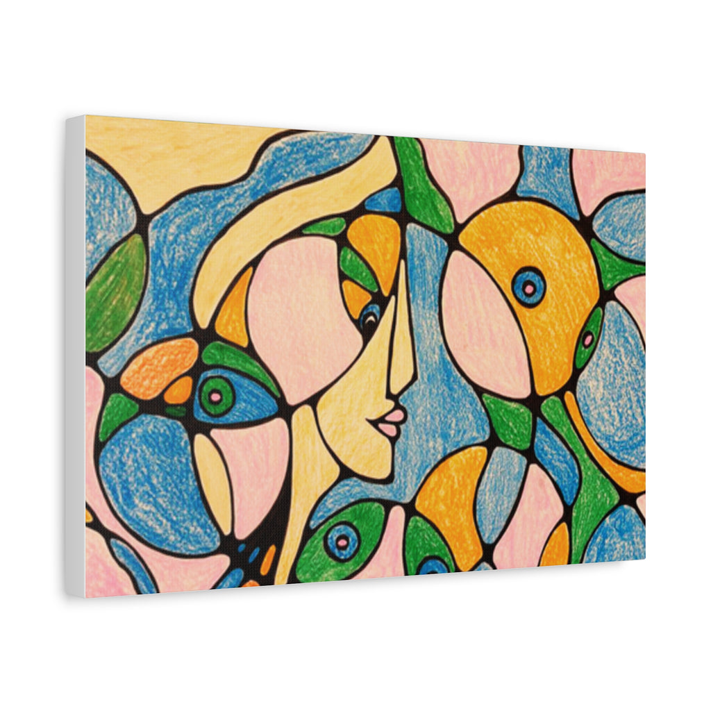 Abstract Colorful Faces Canvas Art, Vibrant Modern Wall Decor, Surreal Cubist Style Matte Print, Stretched 1.25" Ready to Hang