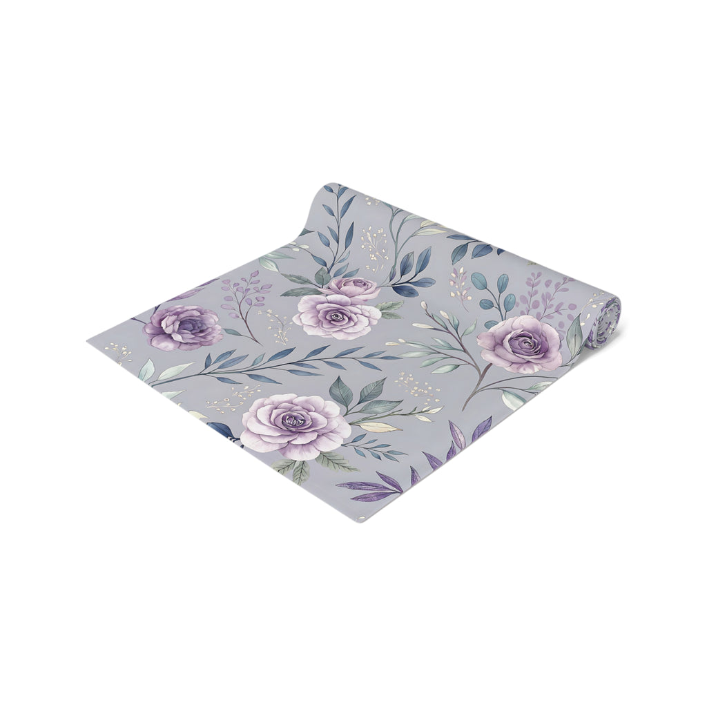 BLUESKYDEZIGN Purple Rose Floral Table Runner - Elegant Spring Wedding Decor