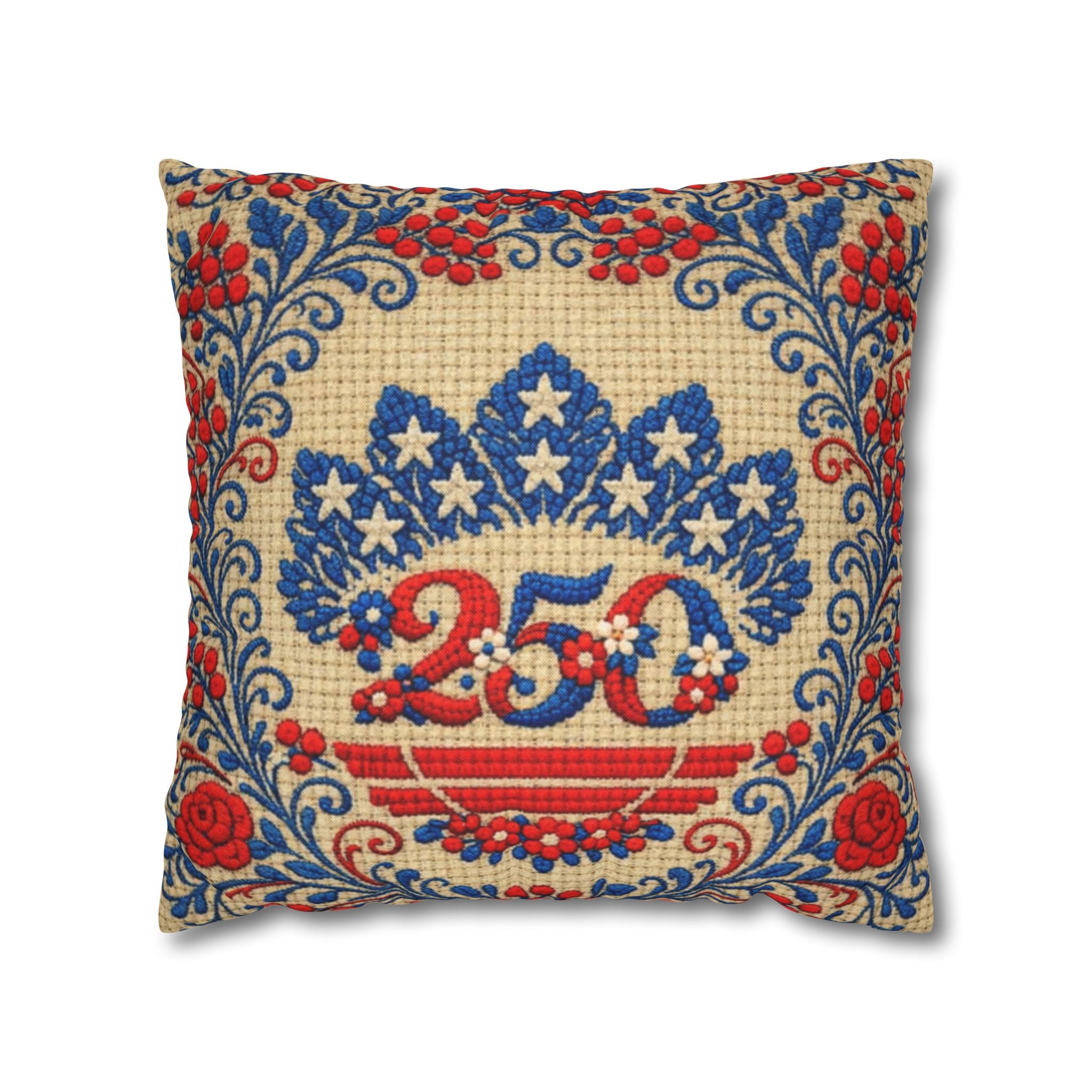 Freedom's Garden 250 – Patriotic Floral Pillow Cover | Vintage Americana Cushion | 250th Anniversary